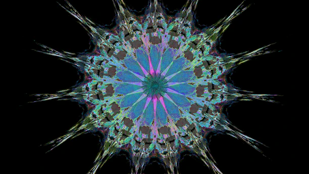Abstract fractal pattern with blue and pink hues