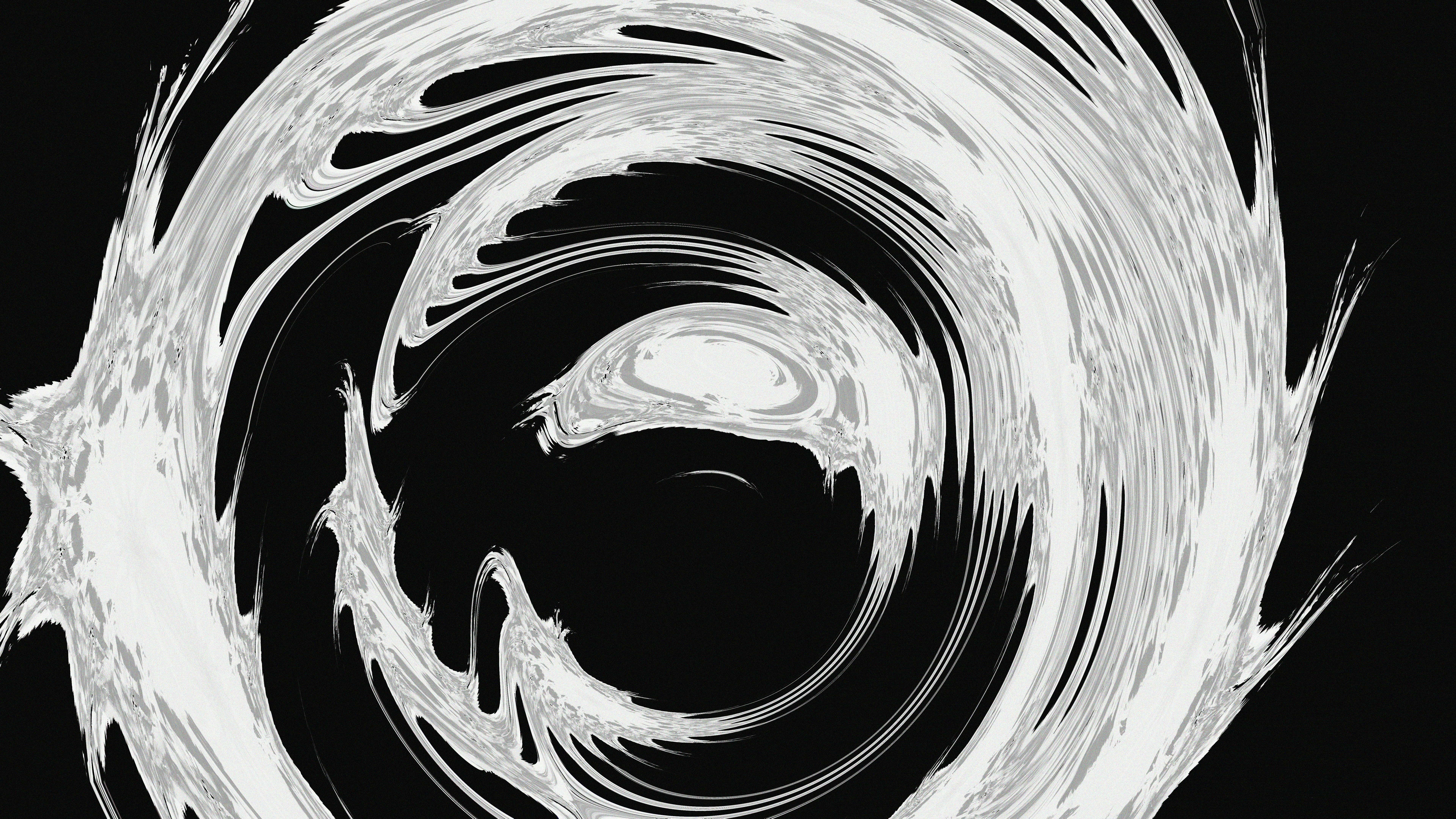 Motif blanc abstrait tourbillonnant sur fond noir