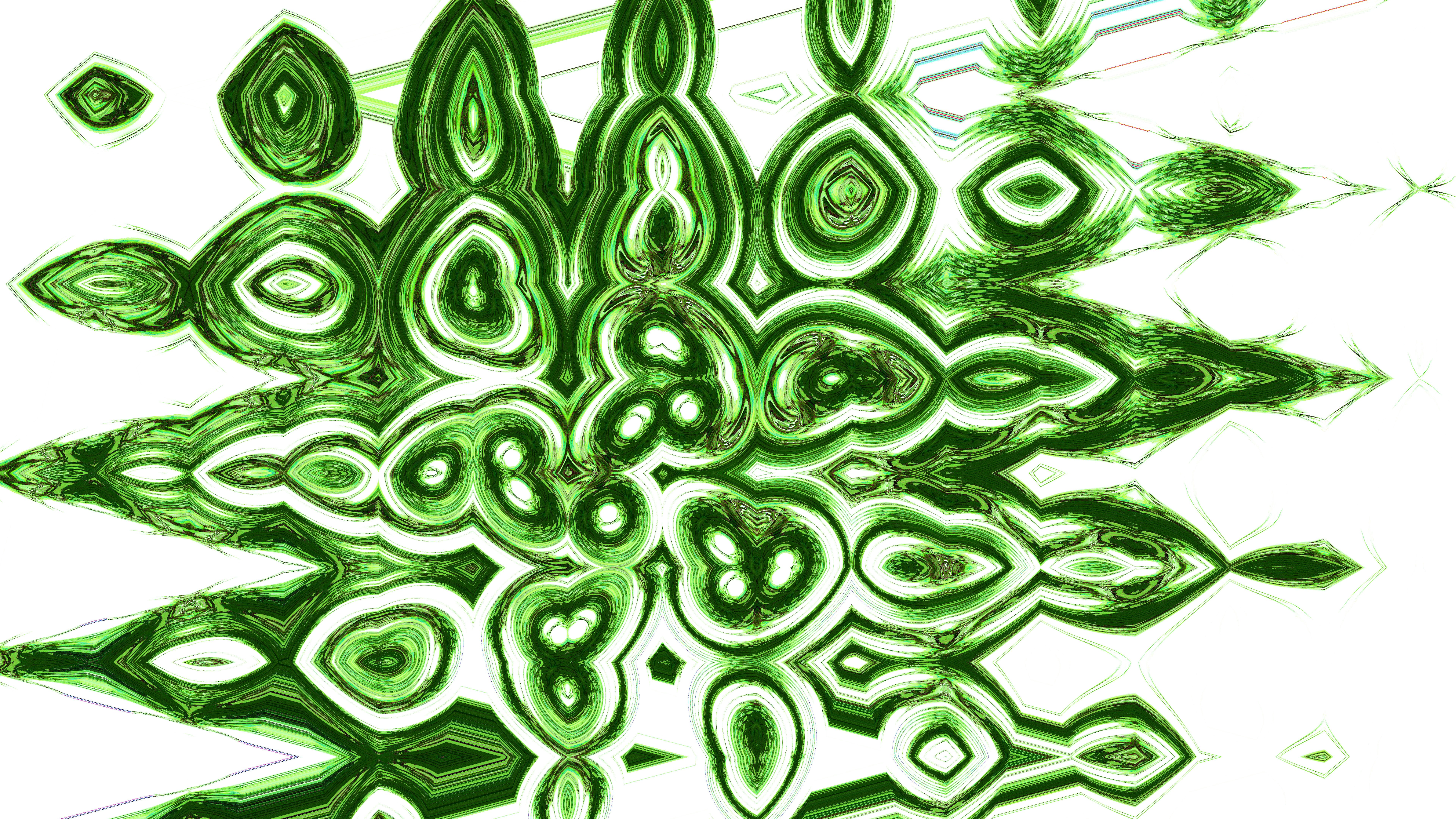 Patrón abstracto ondulado verde sobre fondo blanco