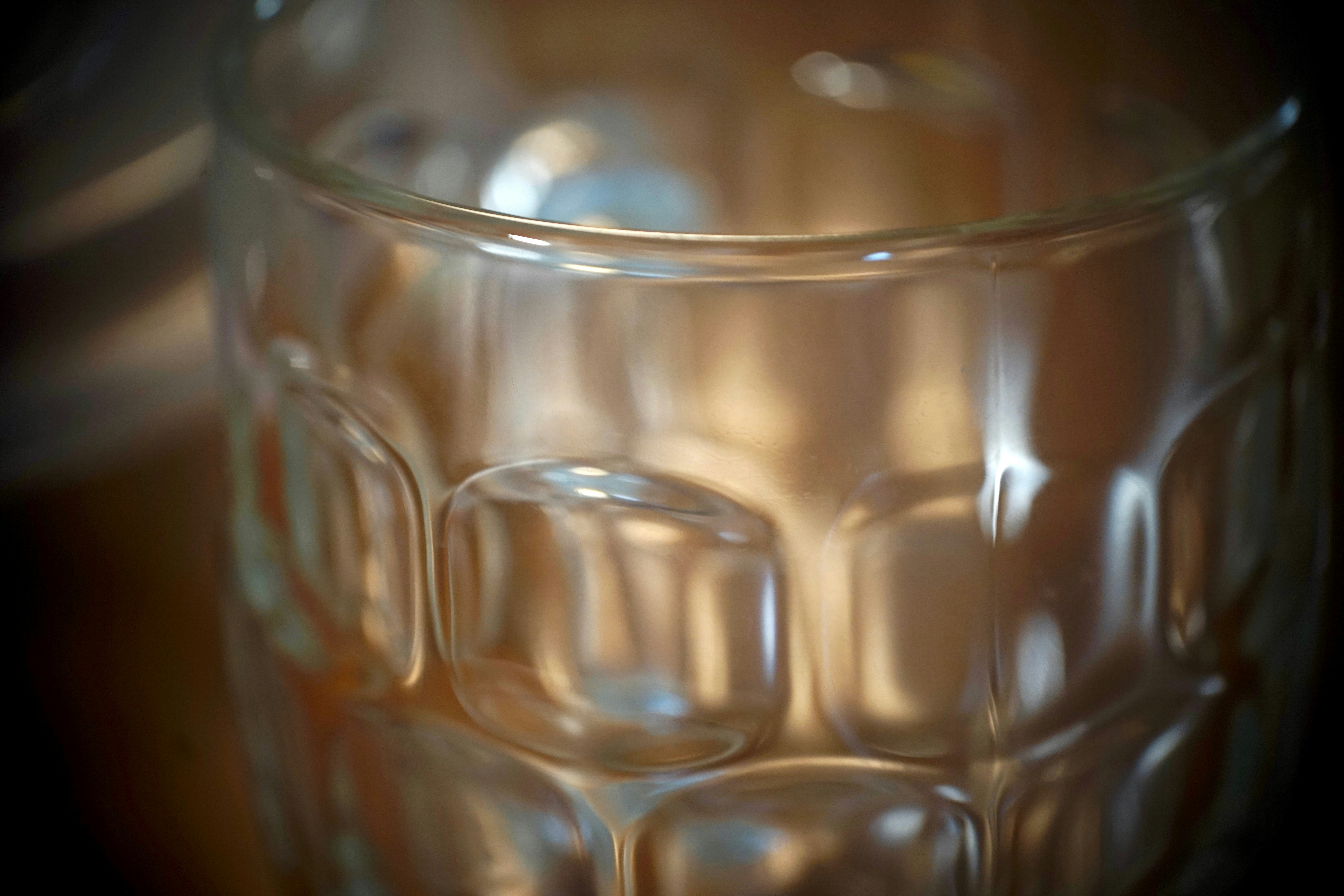 Close-up of an empty glass beer mug