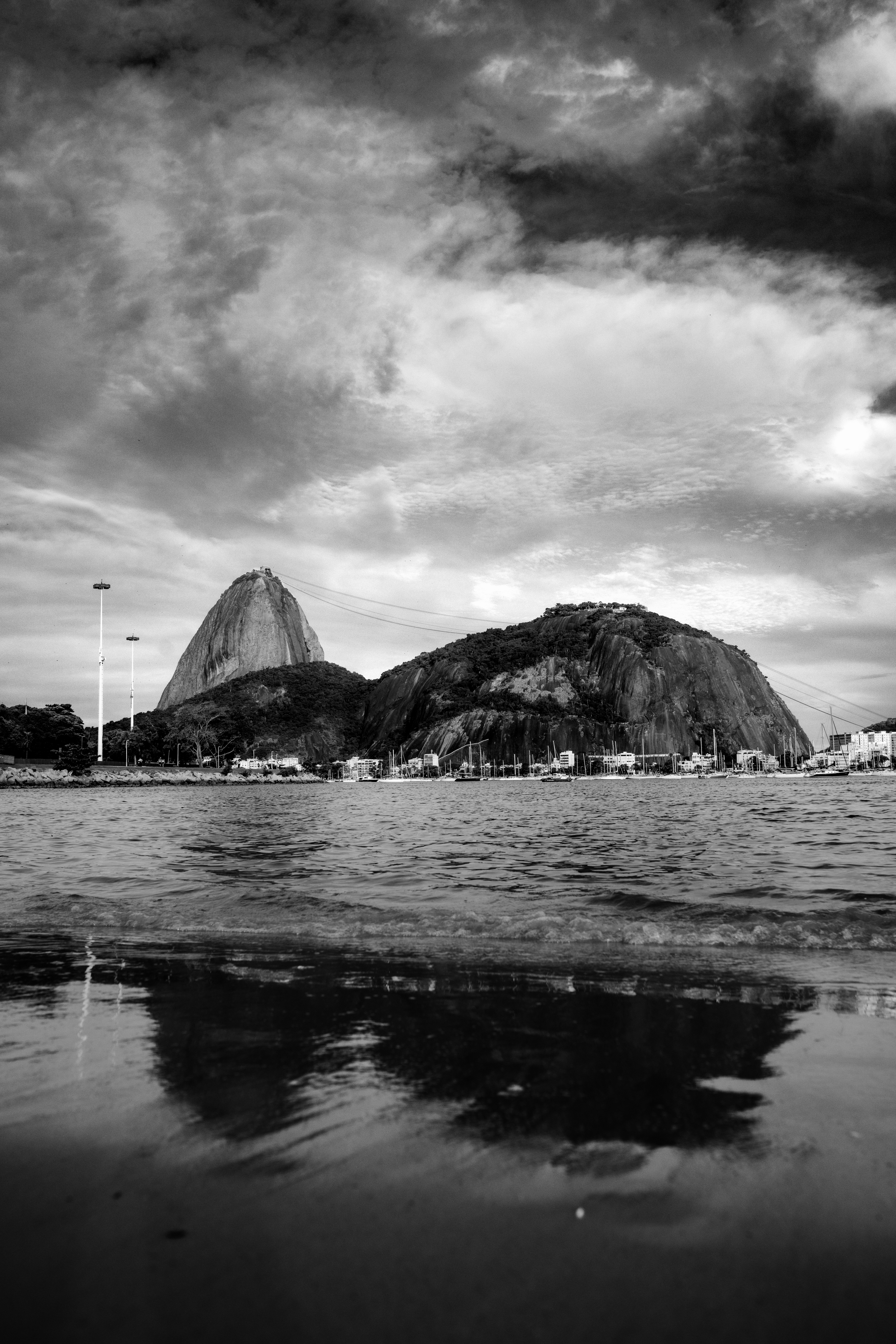 Sugarloaf mountain reflected in the water