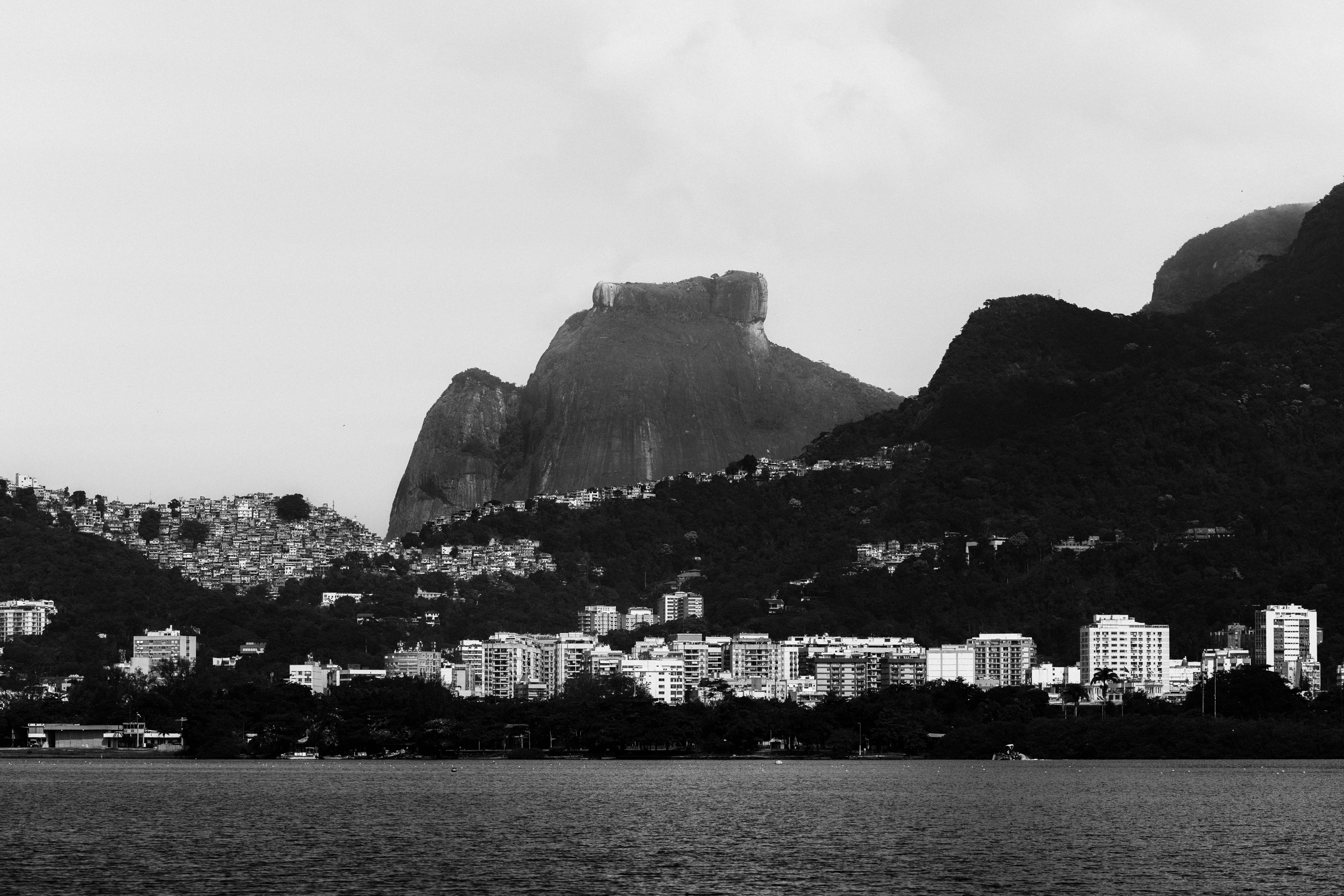 City skyline nestled between mountains and water