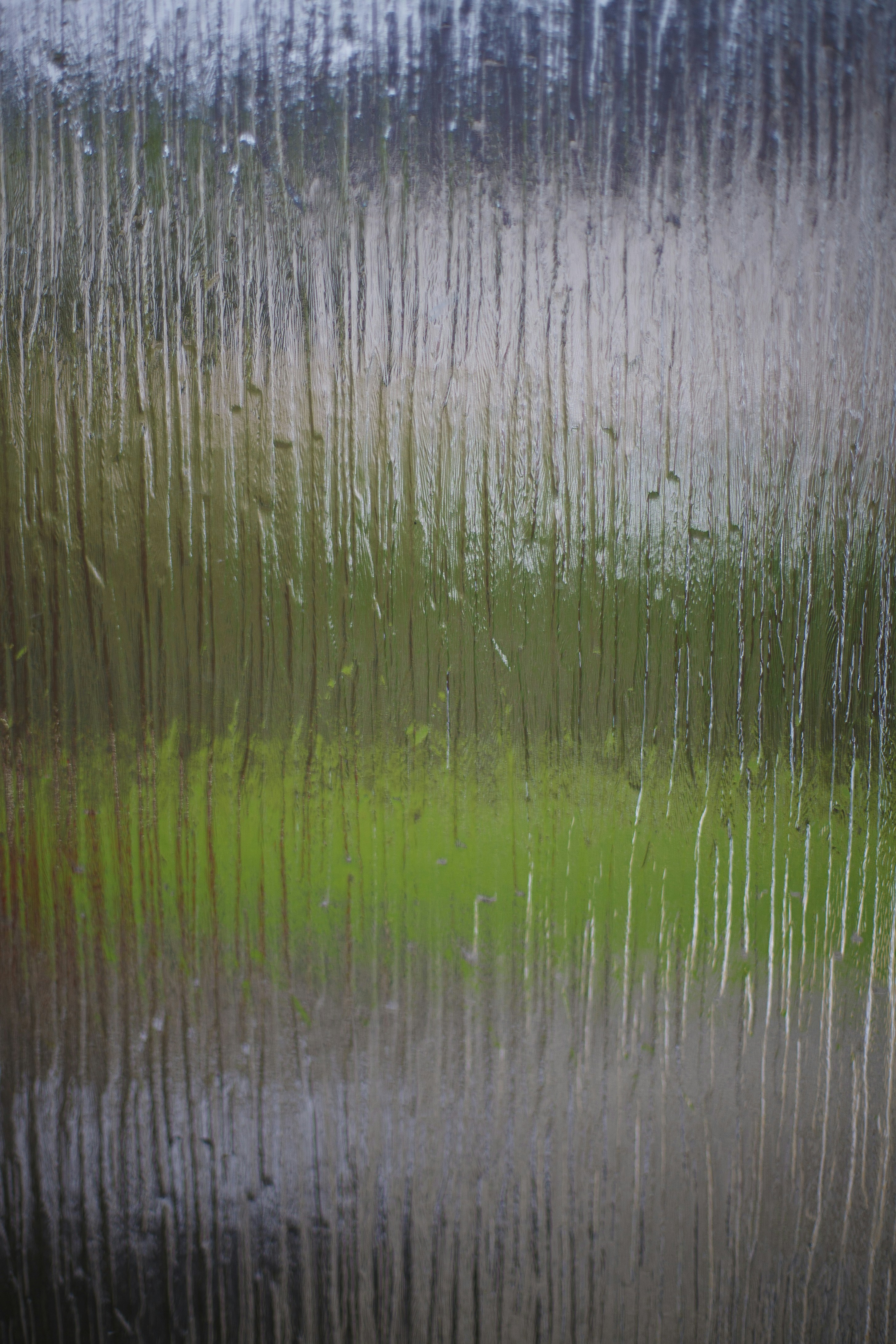 Vidro texturizado com fundo verde desfocado