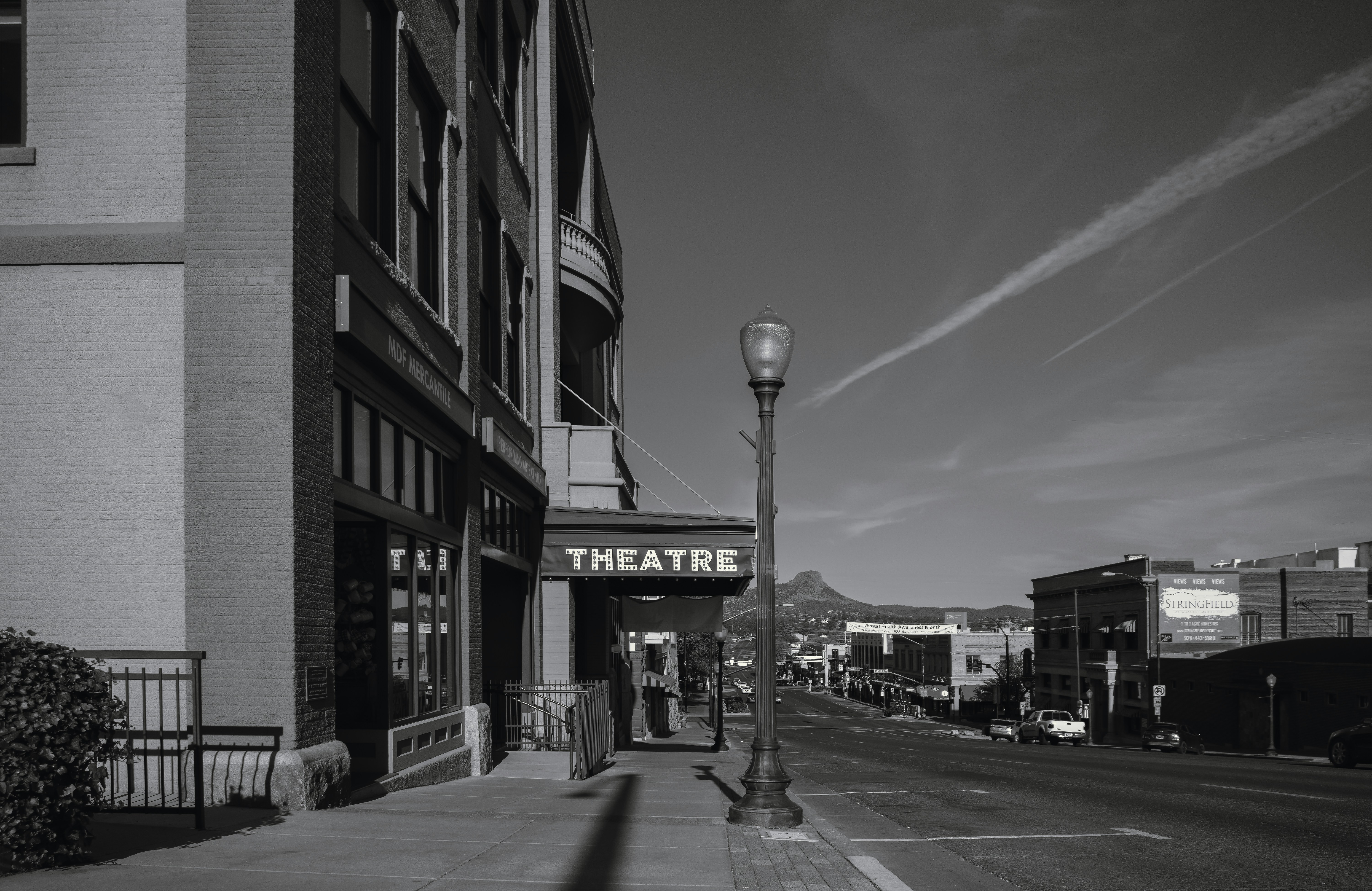 A vintage theatre marquee on a city street