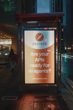 Postman advertisement asking about ai agent readiness for apis.