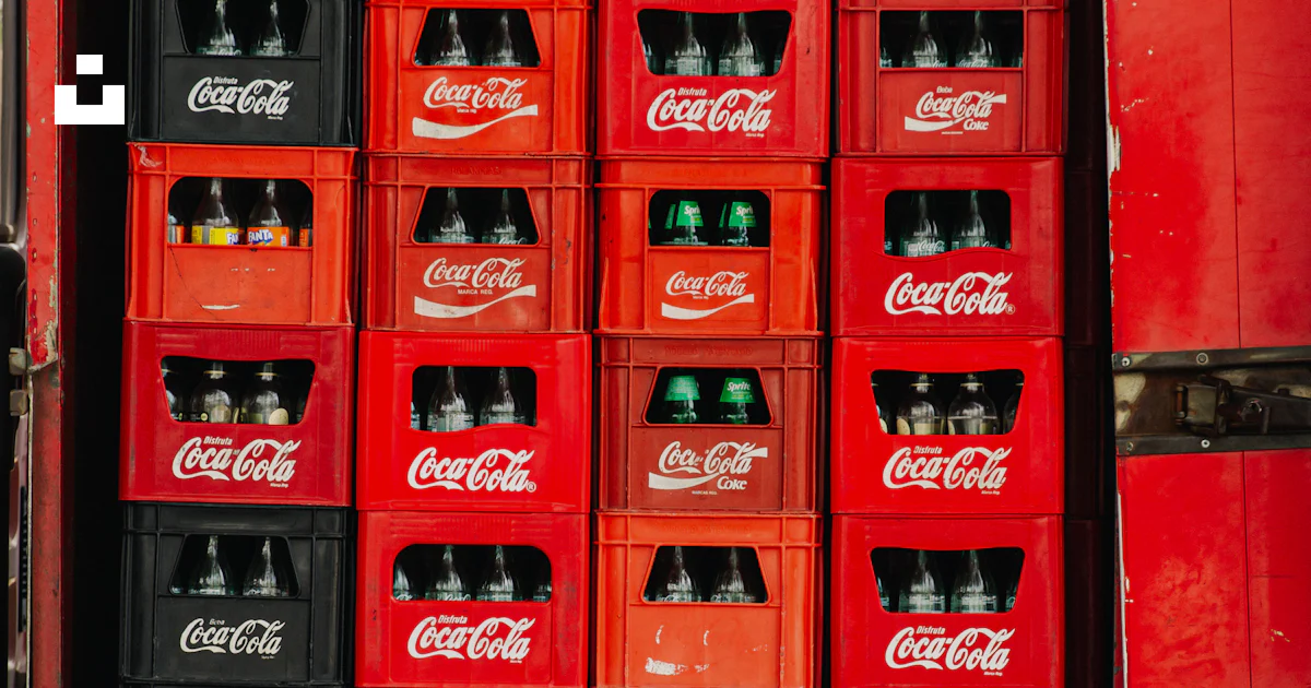 Stack Box Coke Stack of coca-cola crates loaded in a red truck photo – Free Logistics ...