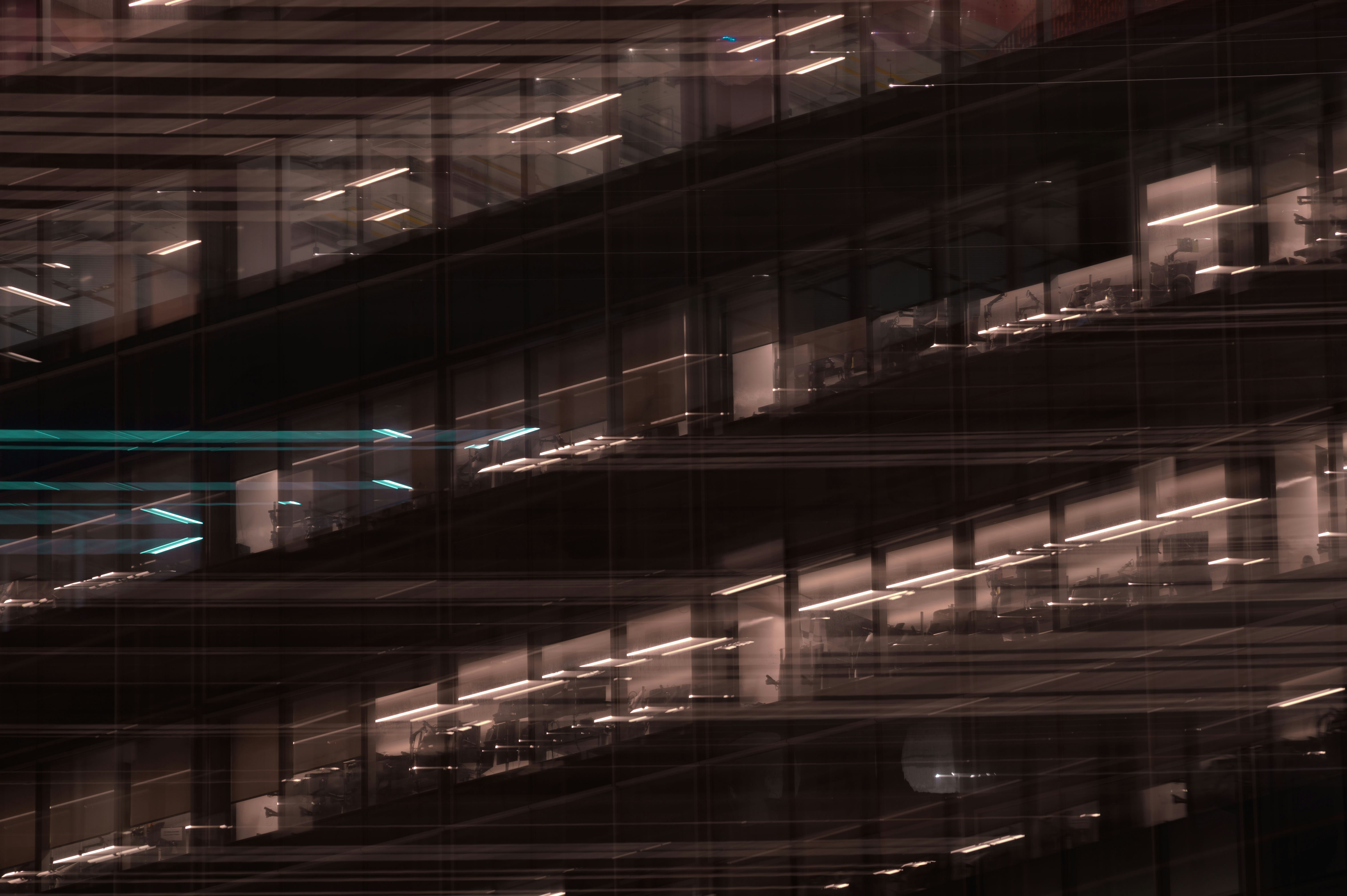 Blurred lights of a modern building at night