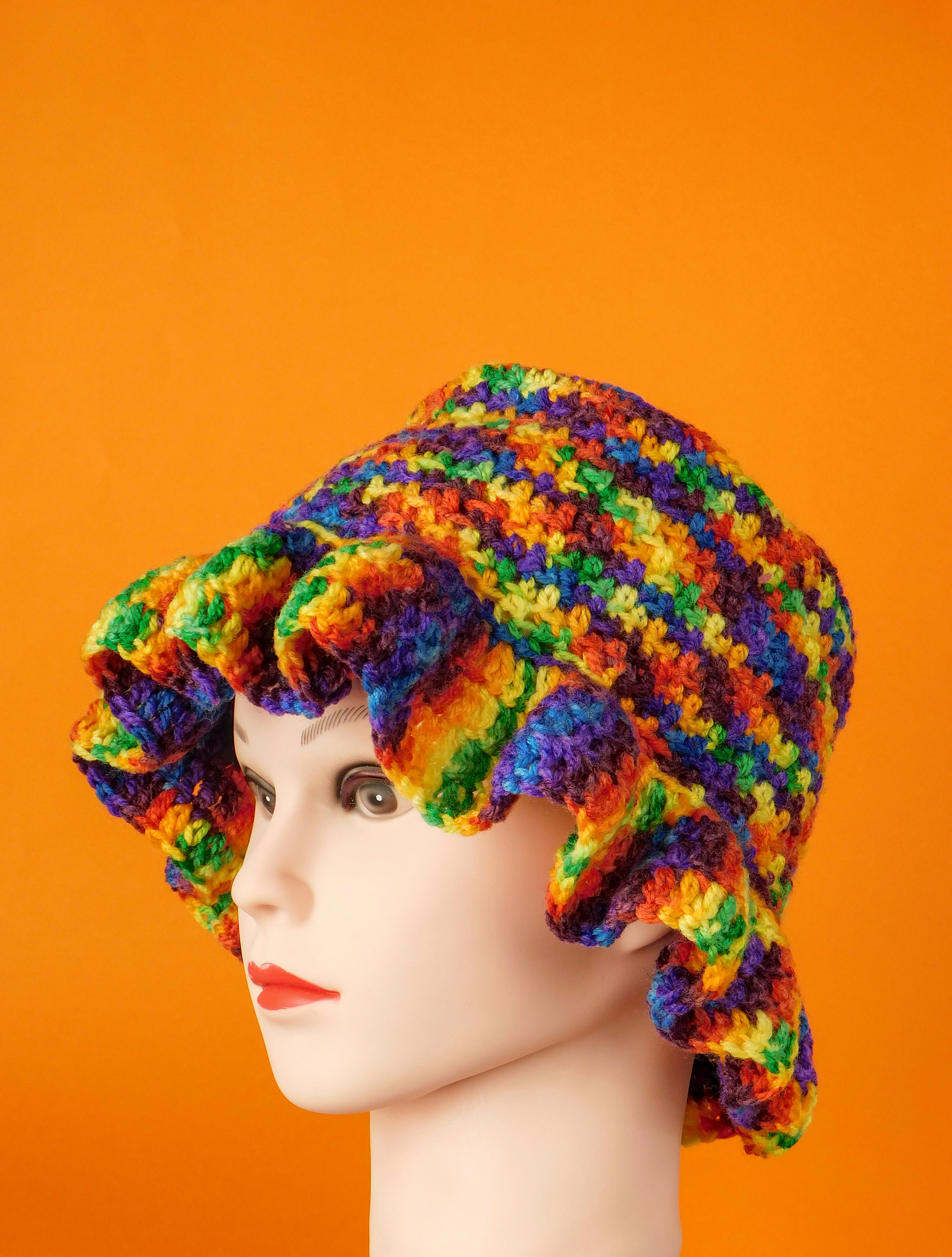Crocheted rainbow bucket hat with ruffled brim - Free Photo on Unsplash