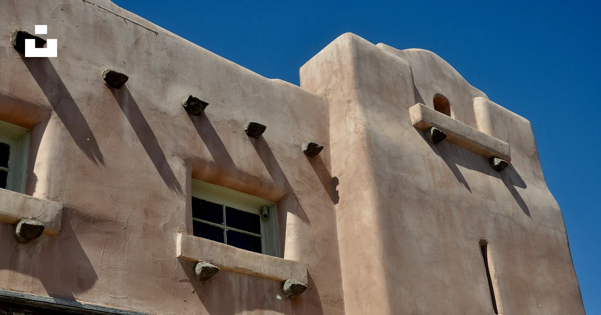 Adobe Building Windows Southwestern adobe building with clear blue sky photo – Free Building ...