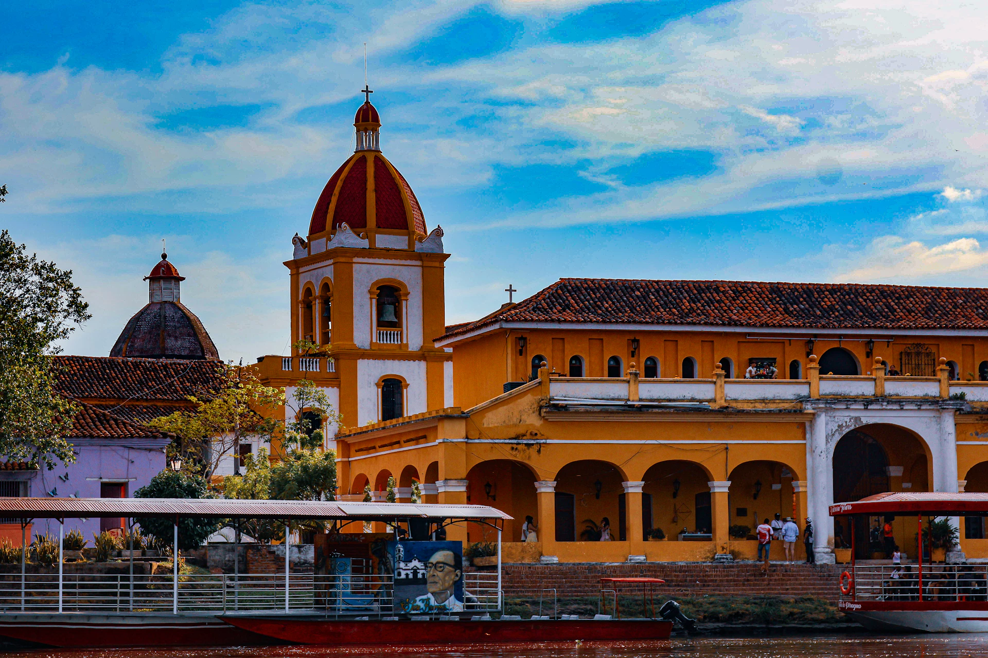 Colorful colonial buildings on a sunny day