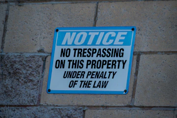 Notice no trespassing on this property sign
