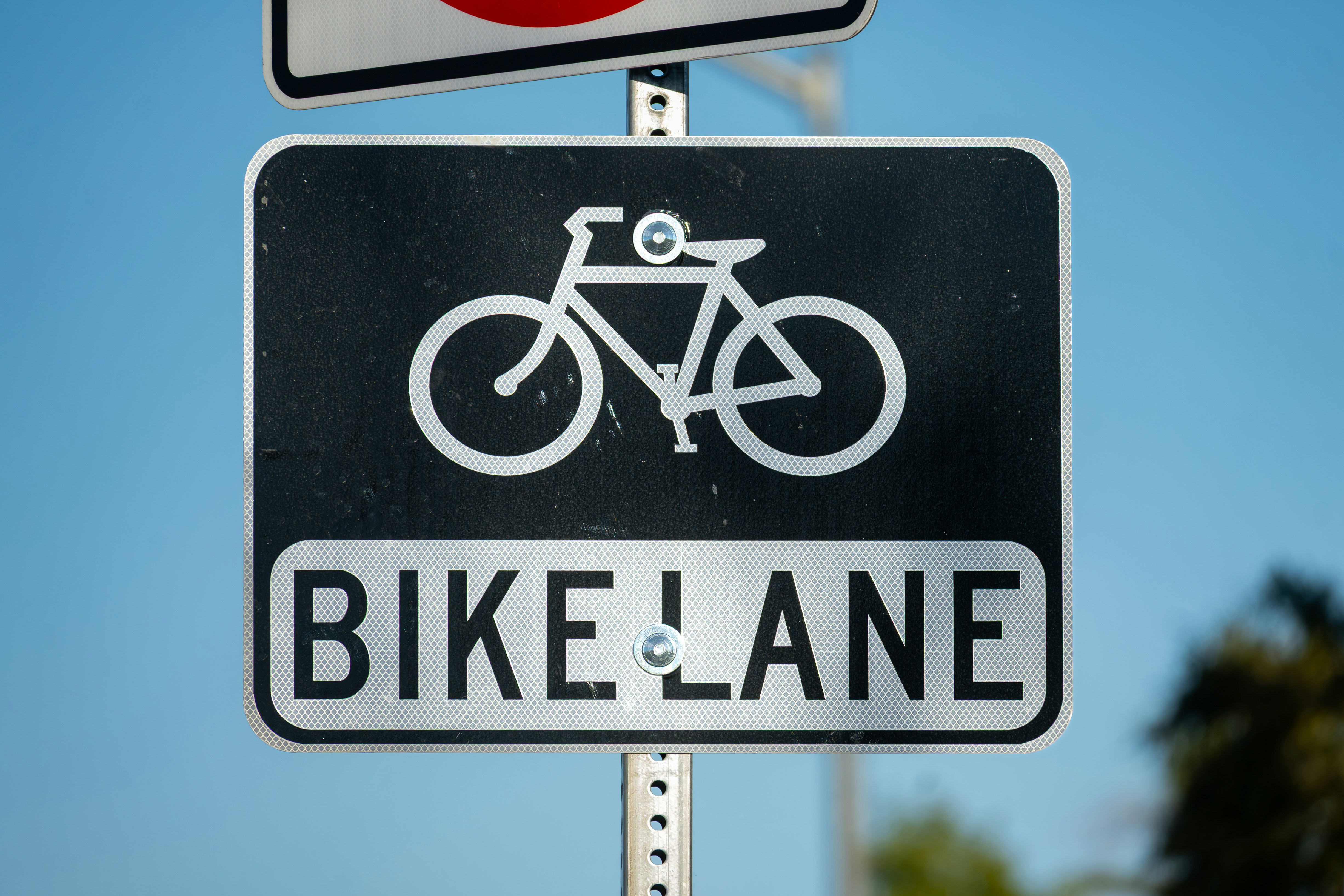 A sign indicating a bike lane