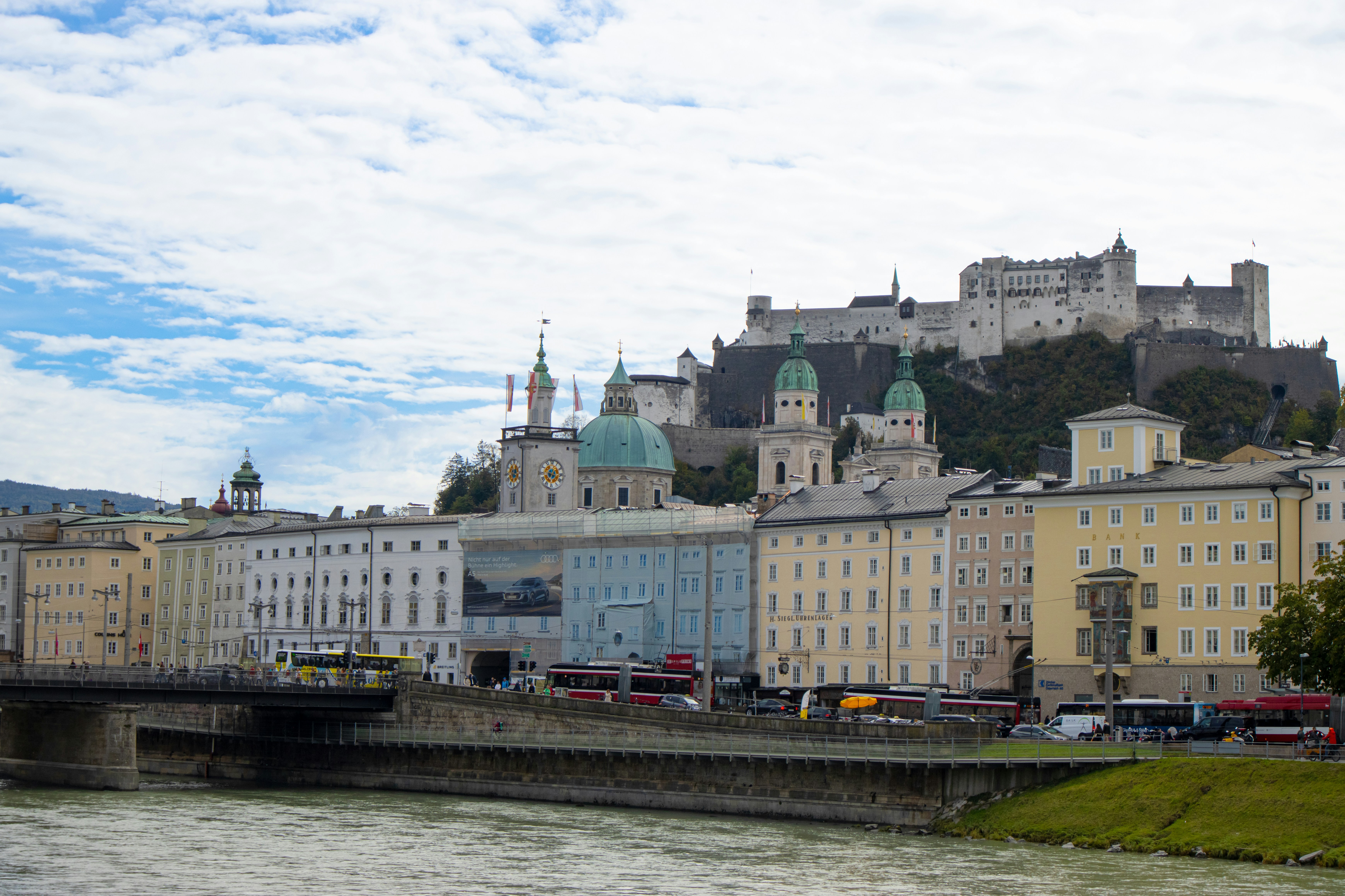 Hohensalzburg Fortress overlooking the cityscape and the Salzach river
