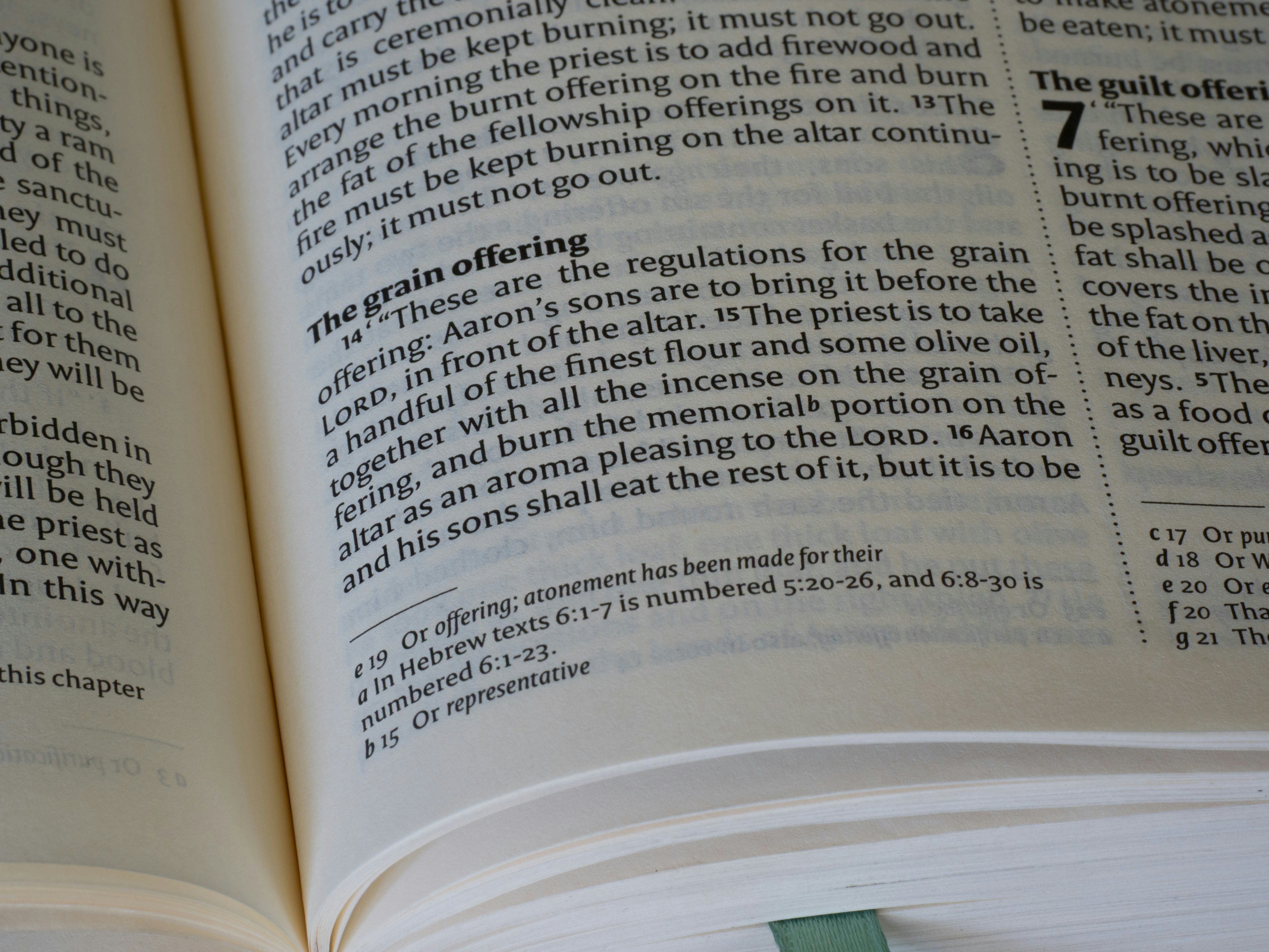 Close-up of an open book with text visible.