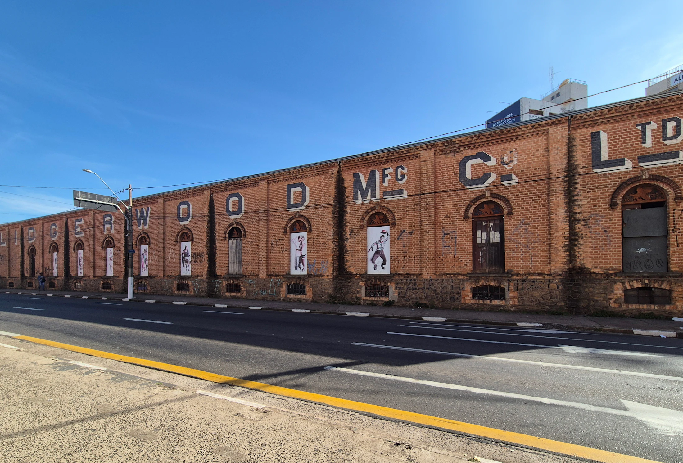 Factory building with smokestacks