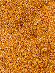 A pile of small, golden-brown seeds