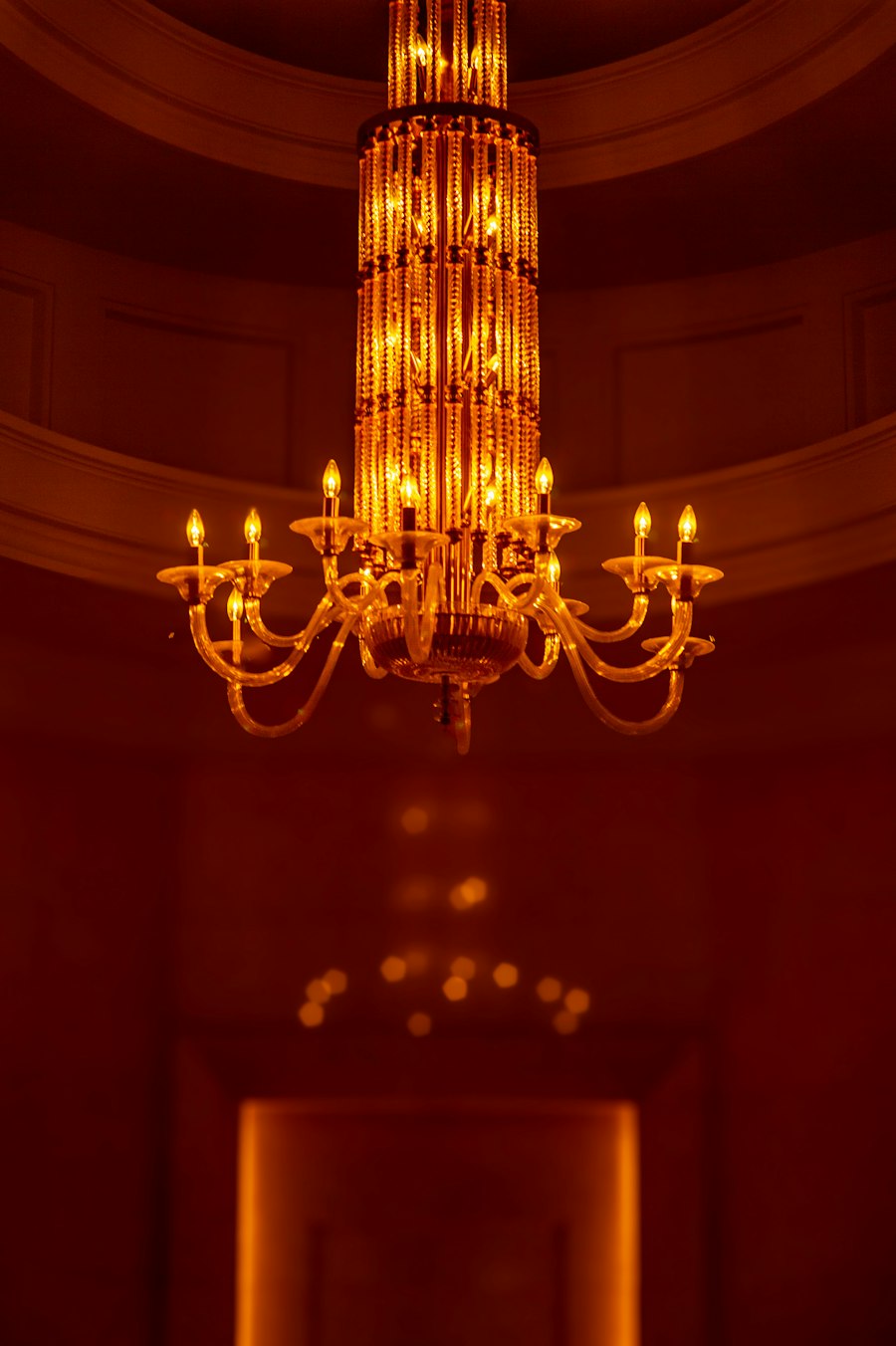 Warm glowing chandelier