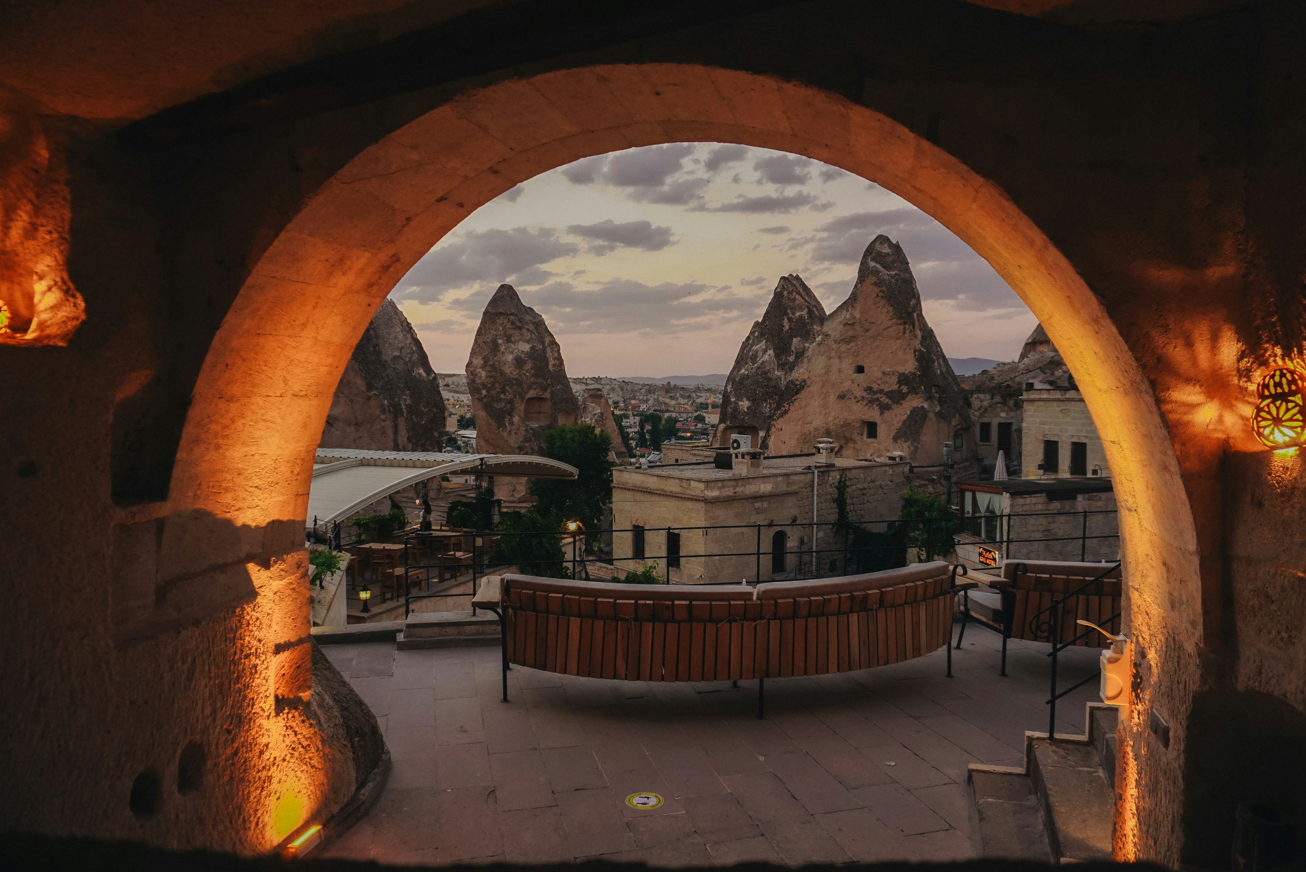 Boutique cave hotel suite interior Cappadocia Turkey couples honeymoon room