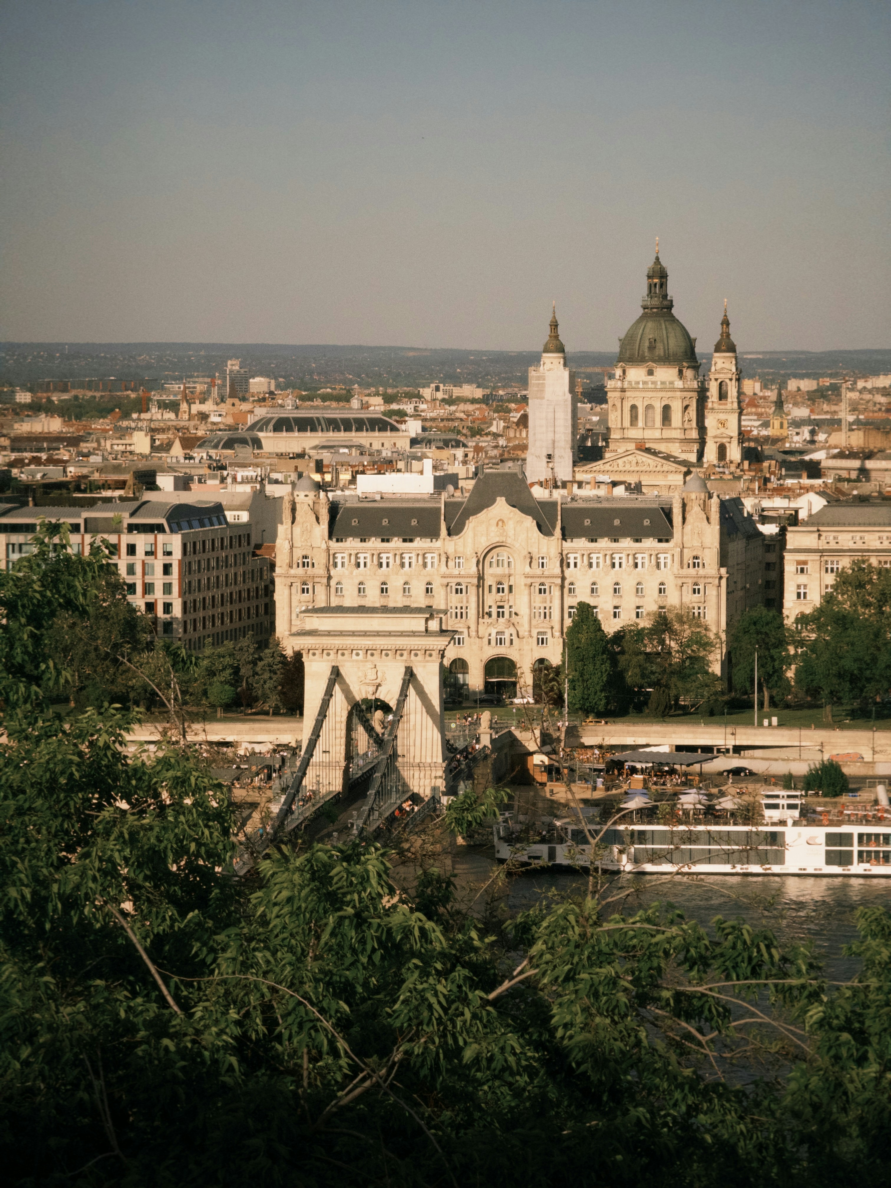 Historic european city skyline with river and bridge