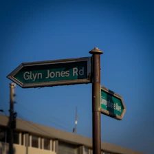 Street sign for glyn jones rd and johnstone ave.