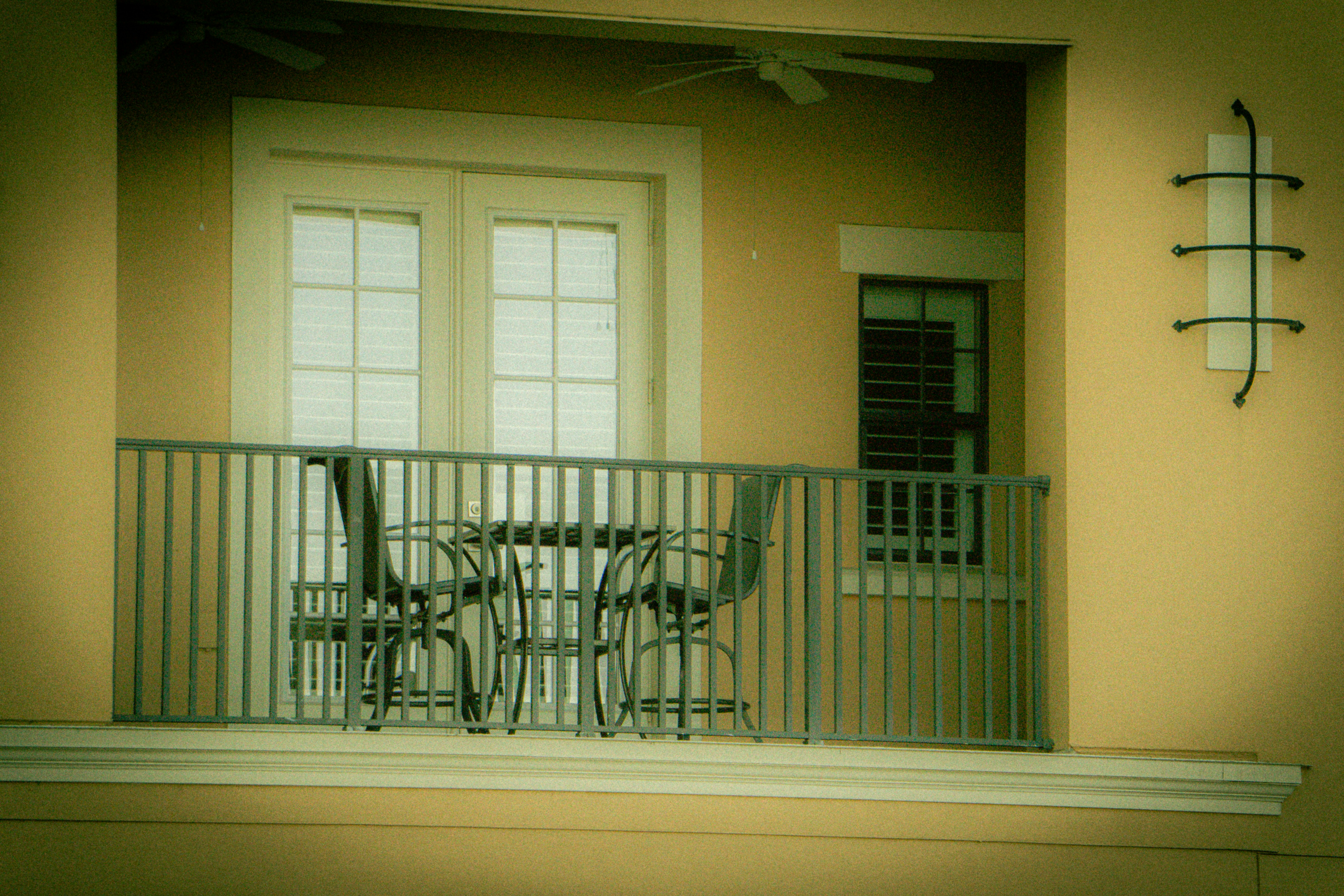 Balcony with table and chairs