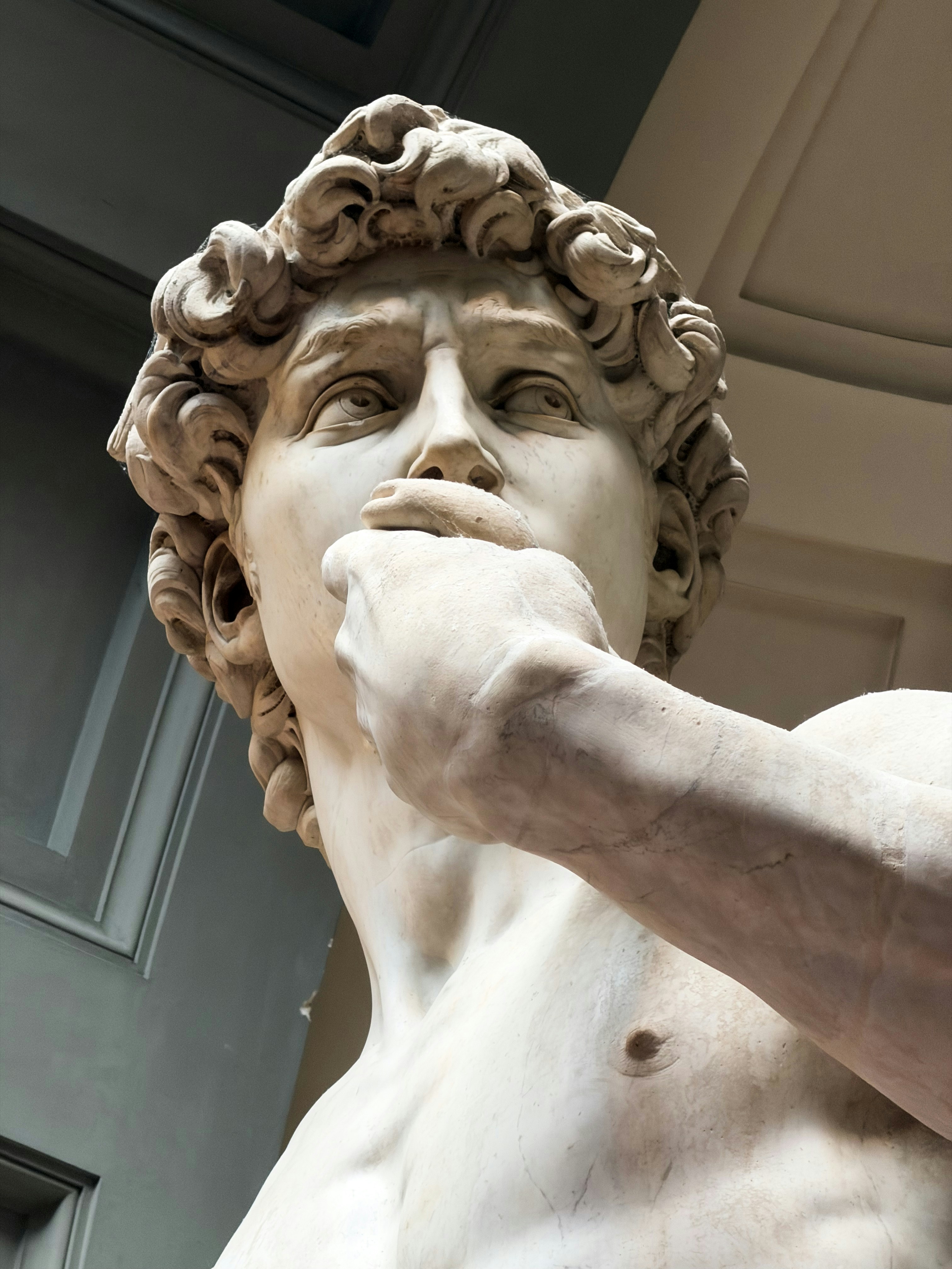 Gros plan de la statue de David de Michel-Ange