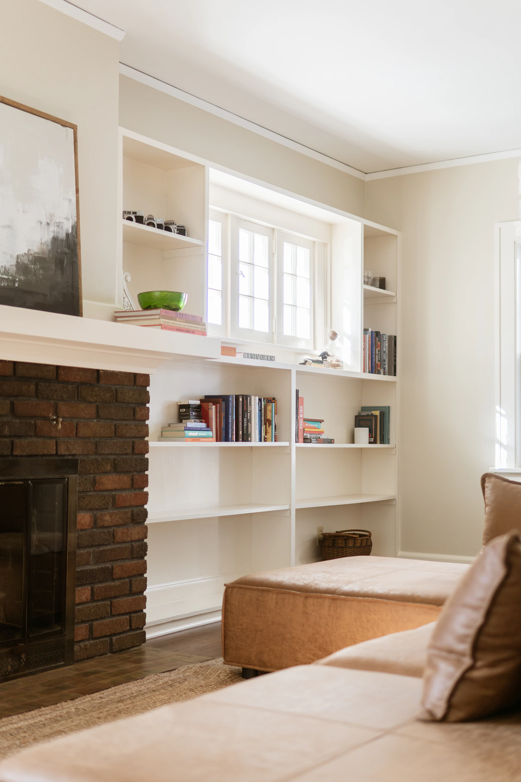Custom built-in wood millwork cabinetry and shelving