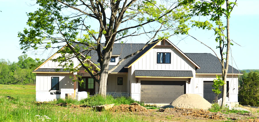 Modern home under professional construction