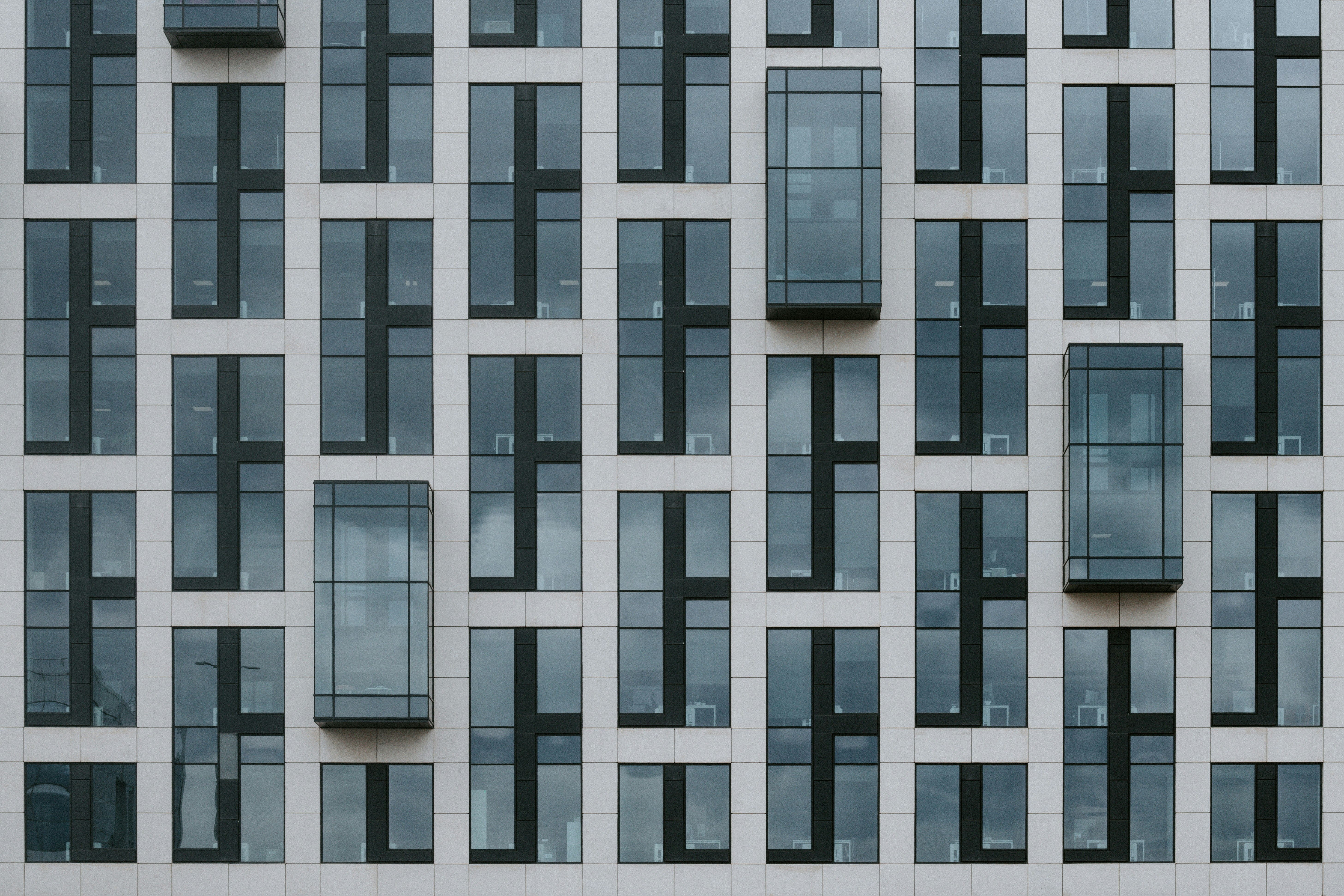 Modern building facade with repeating window patterns