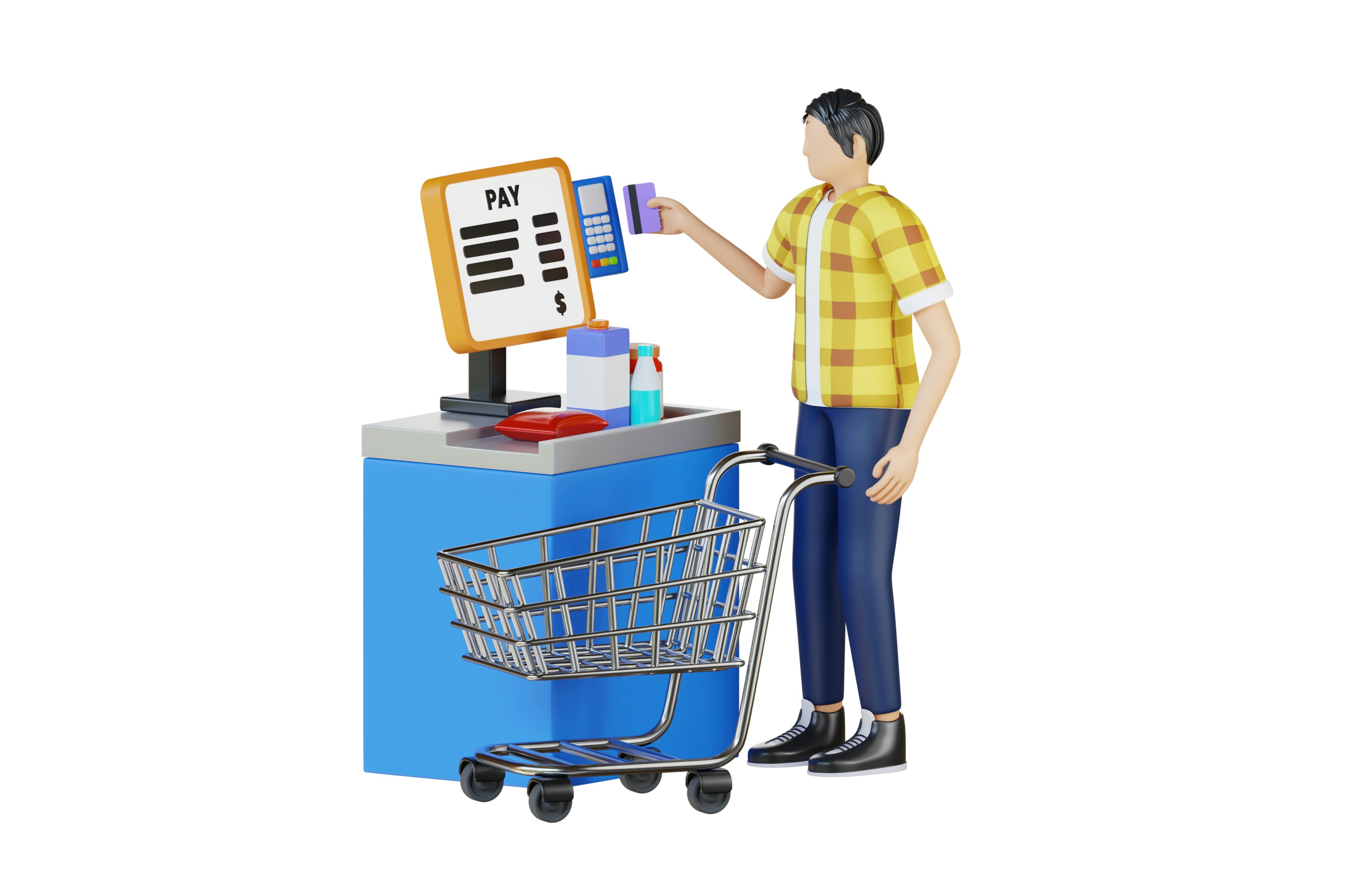 Self-Checkout 3D illustration