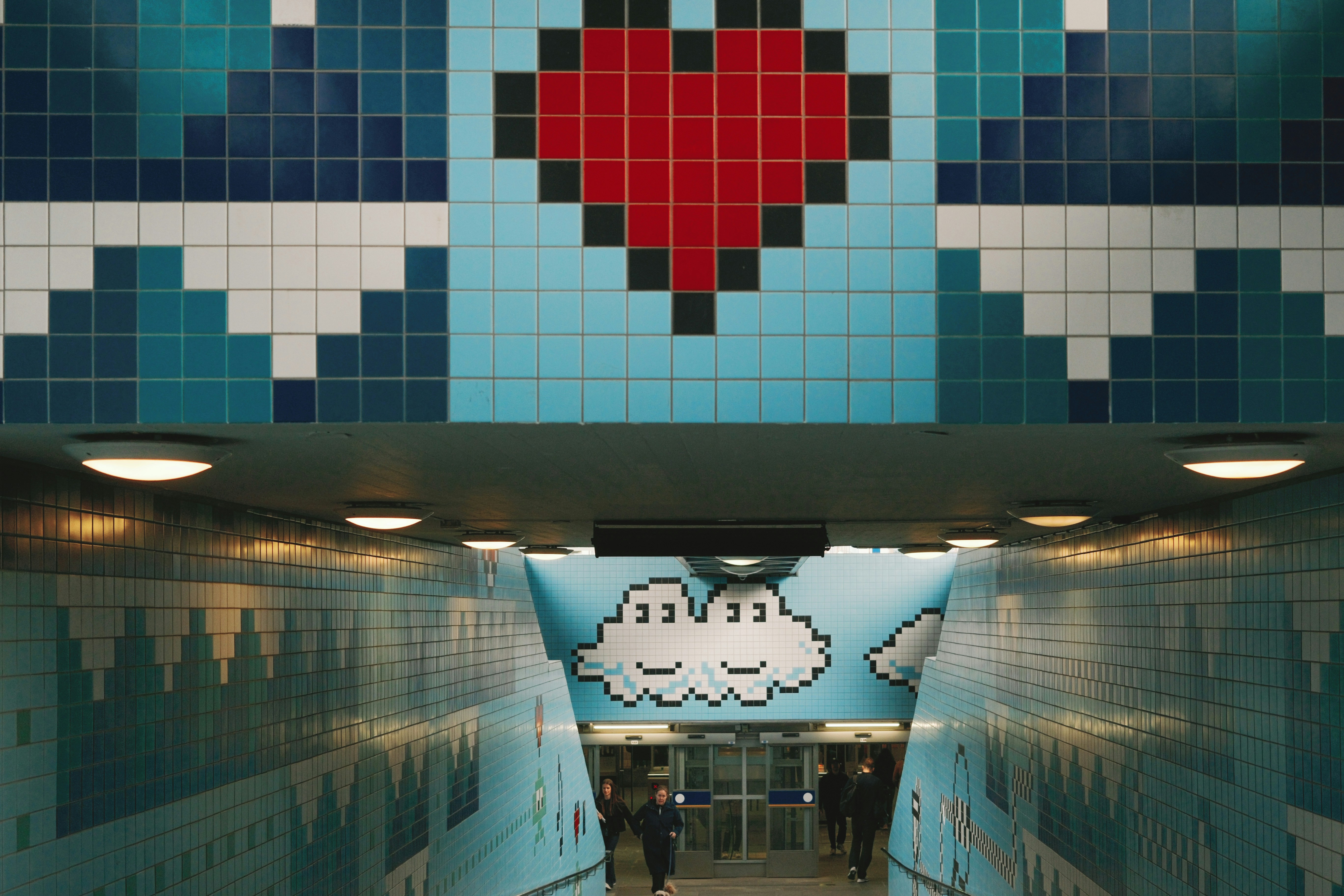 Pixel art heart and clouds in subway tunnel photo – Free Design Image ...