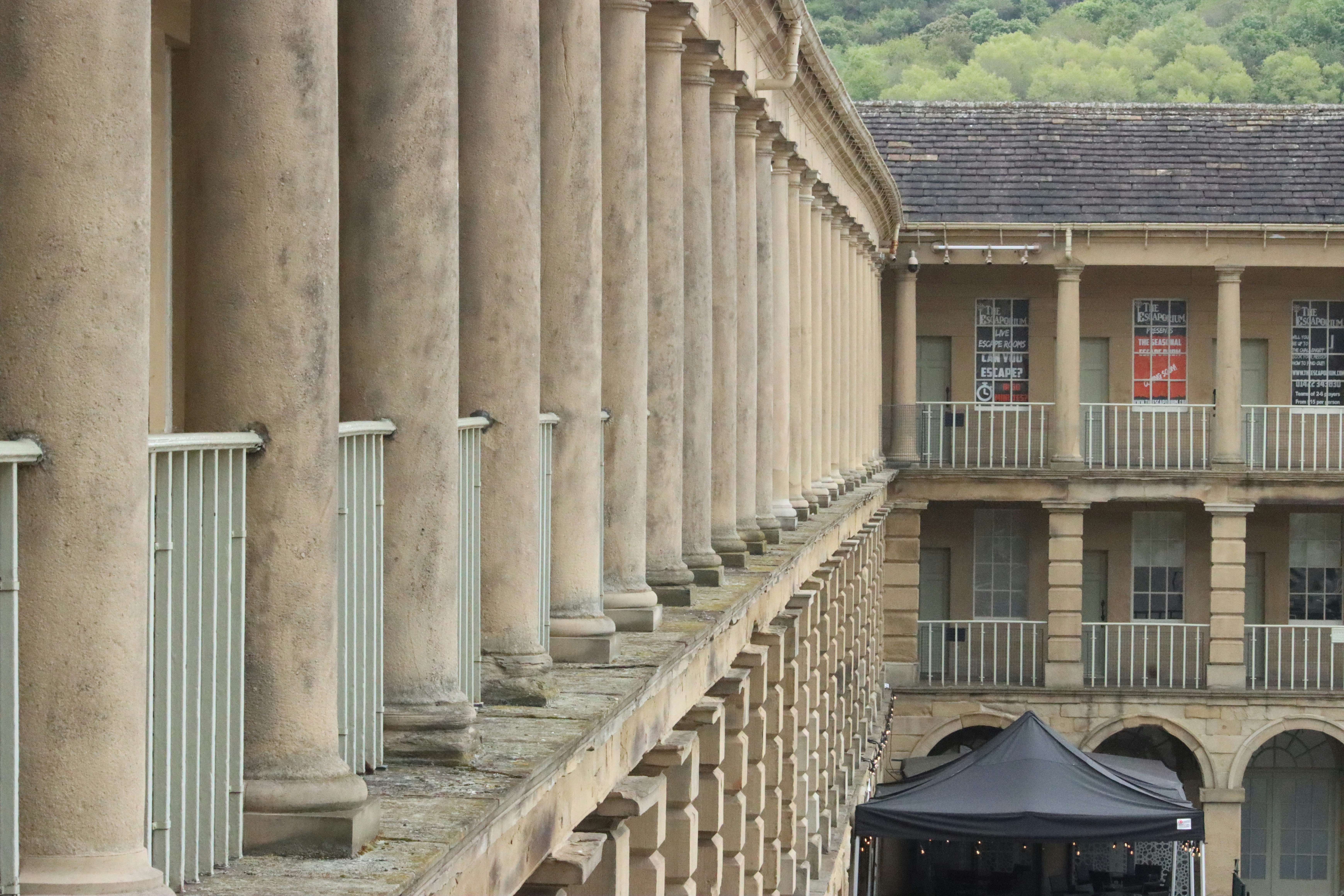 Piece Hall, Halifax, West Yorkshire. In the 17-1800s, pieces of cloth, woven locally, were sold to merchants.