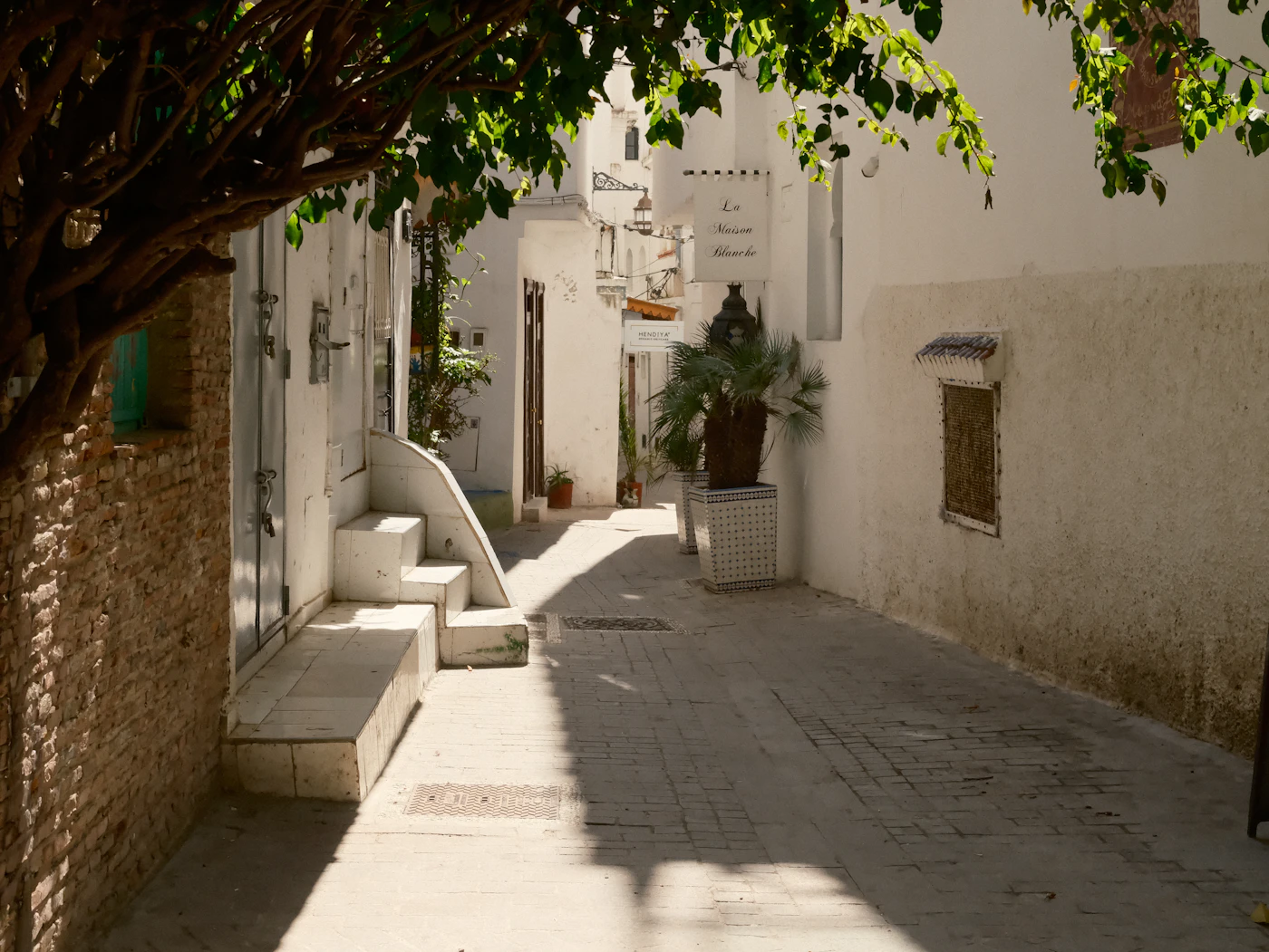 Sunlit alley in the Tangier medina