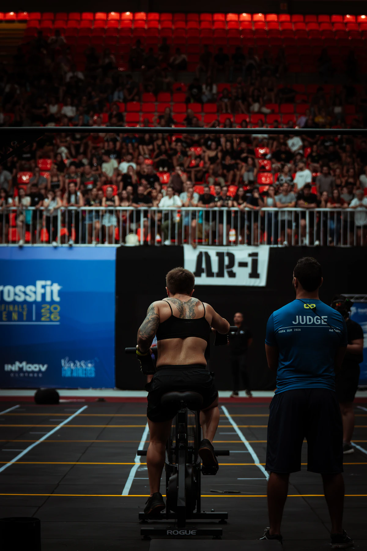 Athlete training on an indoor exercise bike