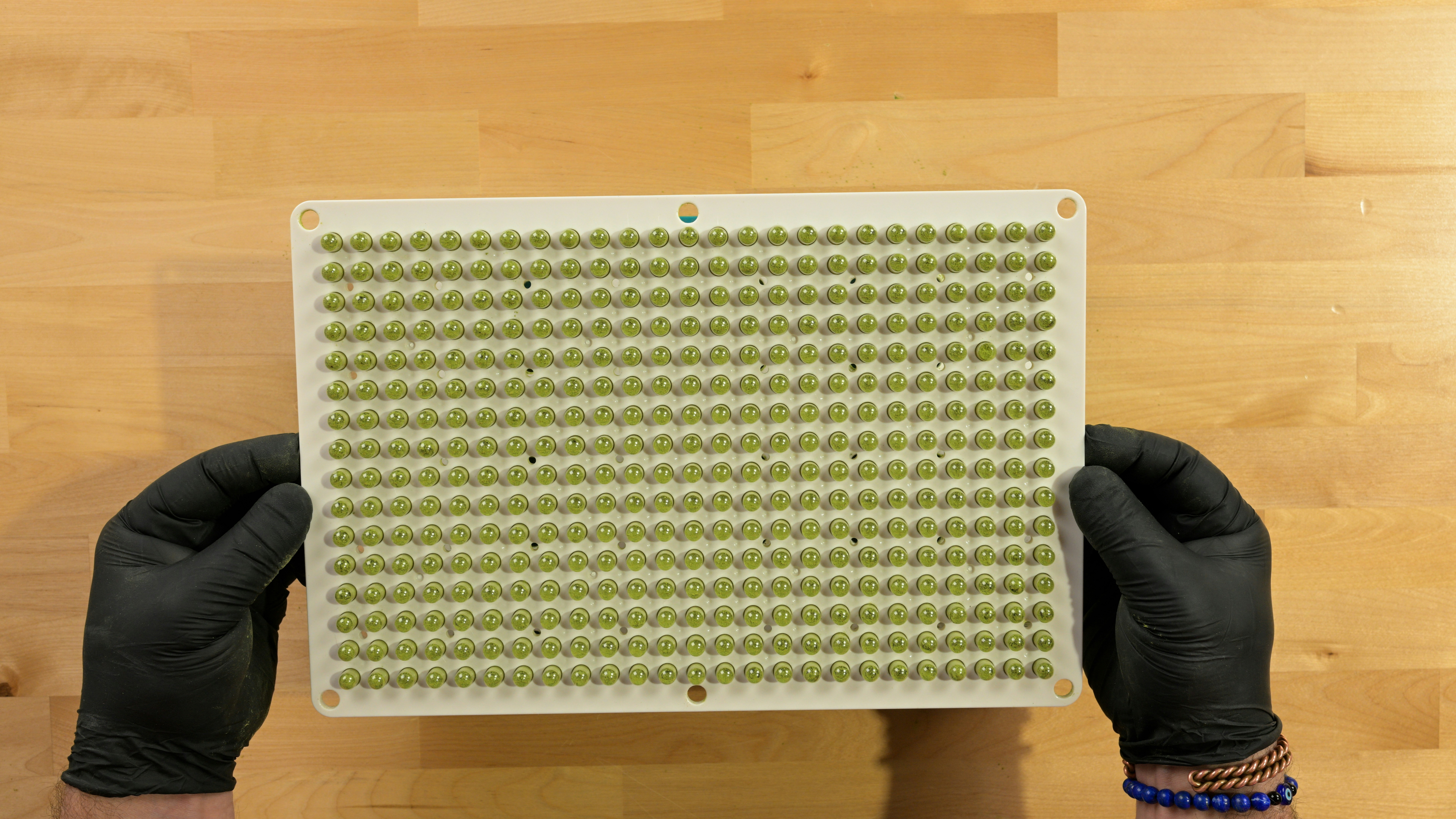 Completed capsules with a Cap & Press™ Core Series 400 Hole capsule filling machine - Photo courtesy of https://blated.com - credit appreciated