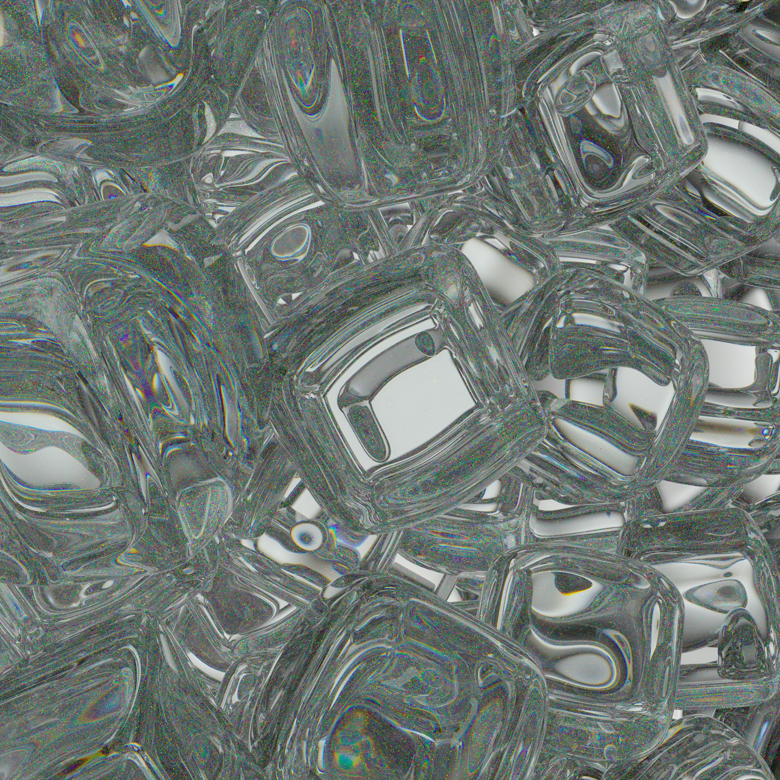 Haufen klarer Eiswürfel mit Spiegelungen