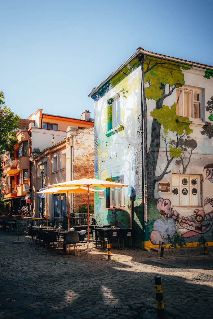 Traditional colorful architecture of Plovdiv