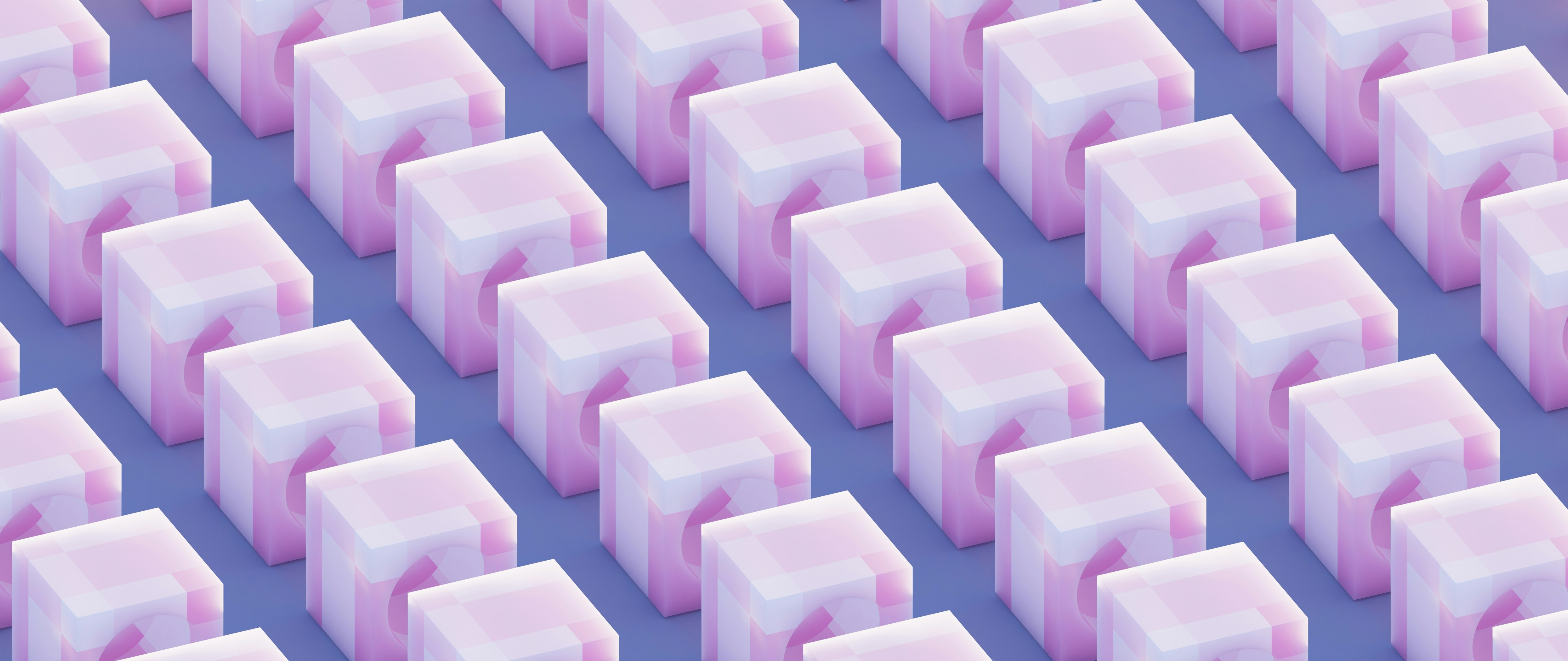 Rows of pink cubes on a purple background