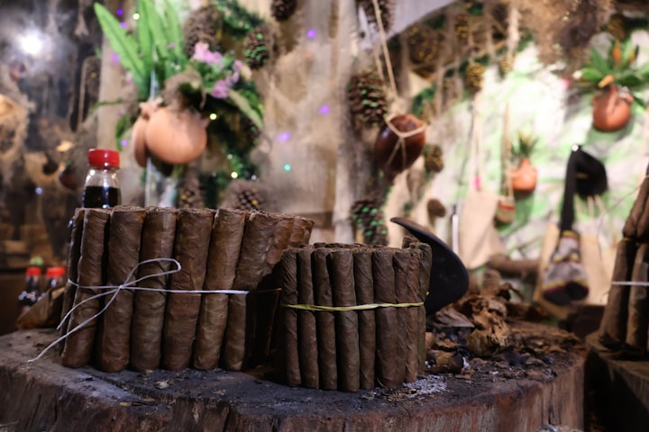 Bundles of cured tobacco tied with string, an honest stand-in for the Latakia tobacco at the heart of N°III