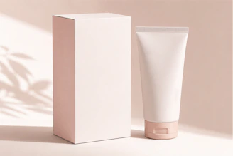 A pink box and a white tube of cream