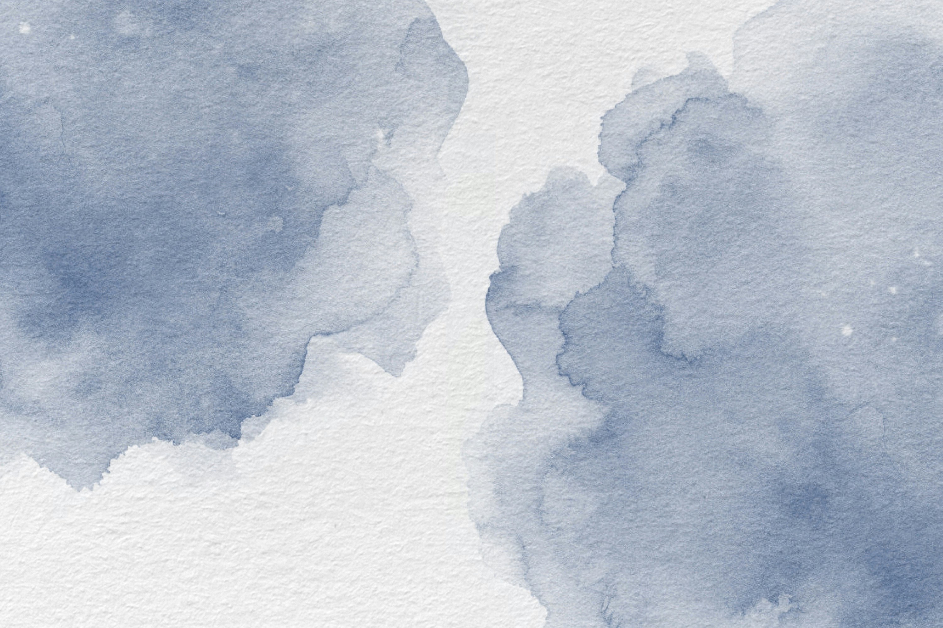 Soft blue watercolor splashes on white textured background