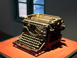 Vintage typewriter on a red cloth