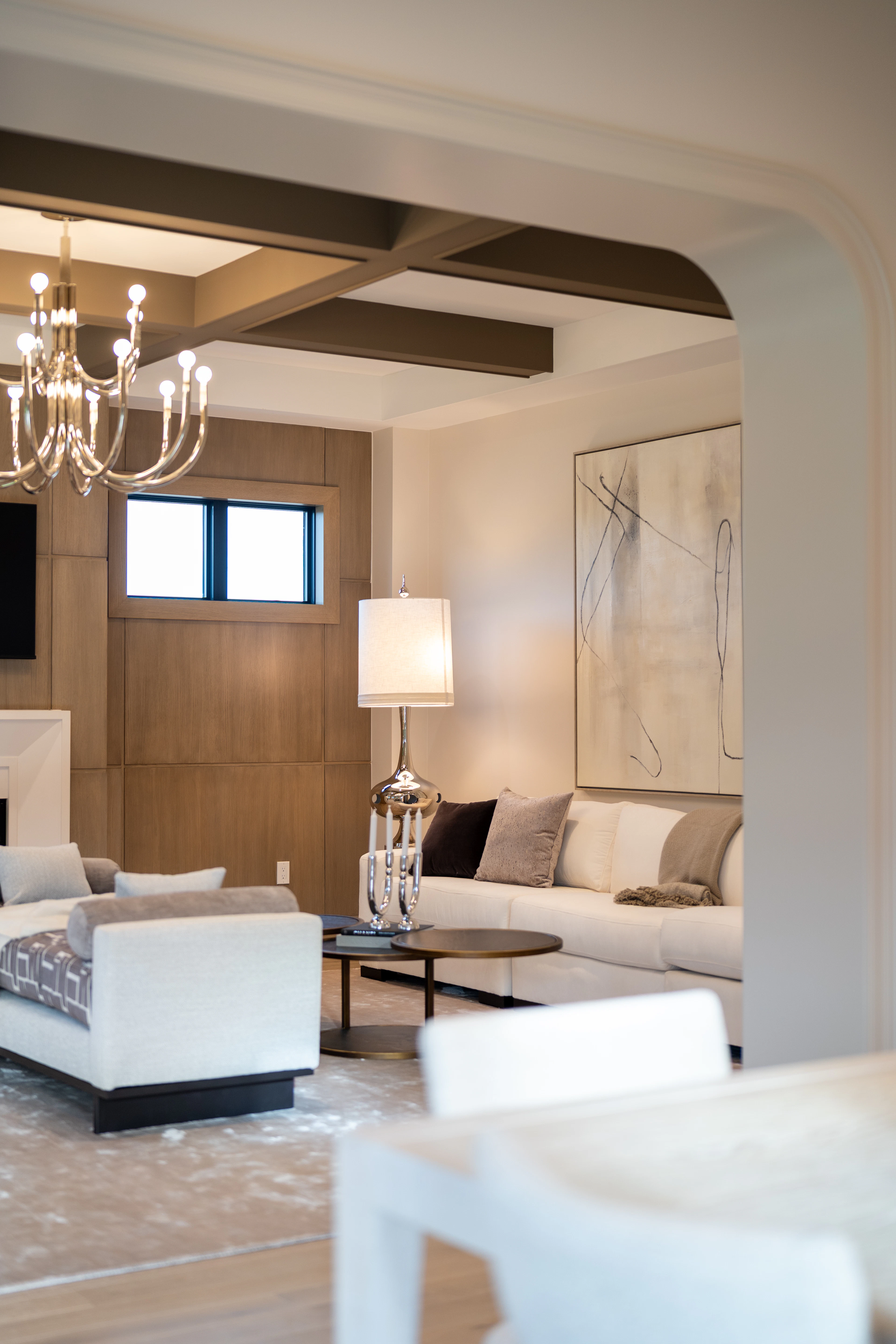 Bright living room styled with contemporary art