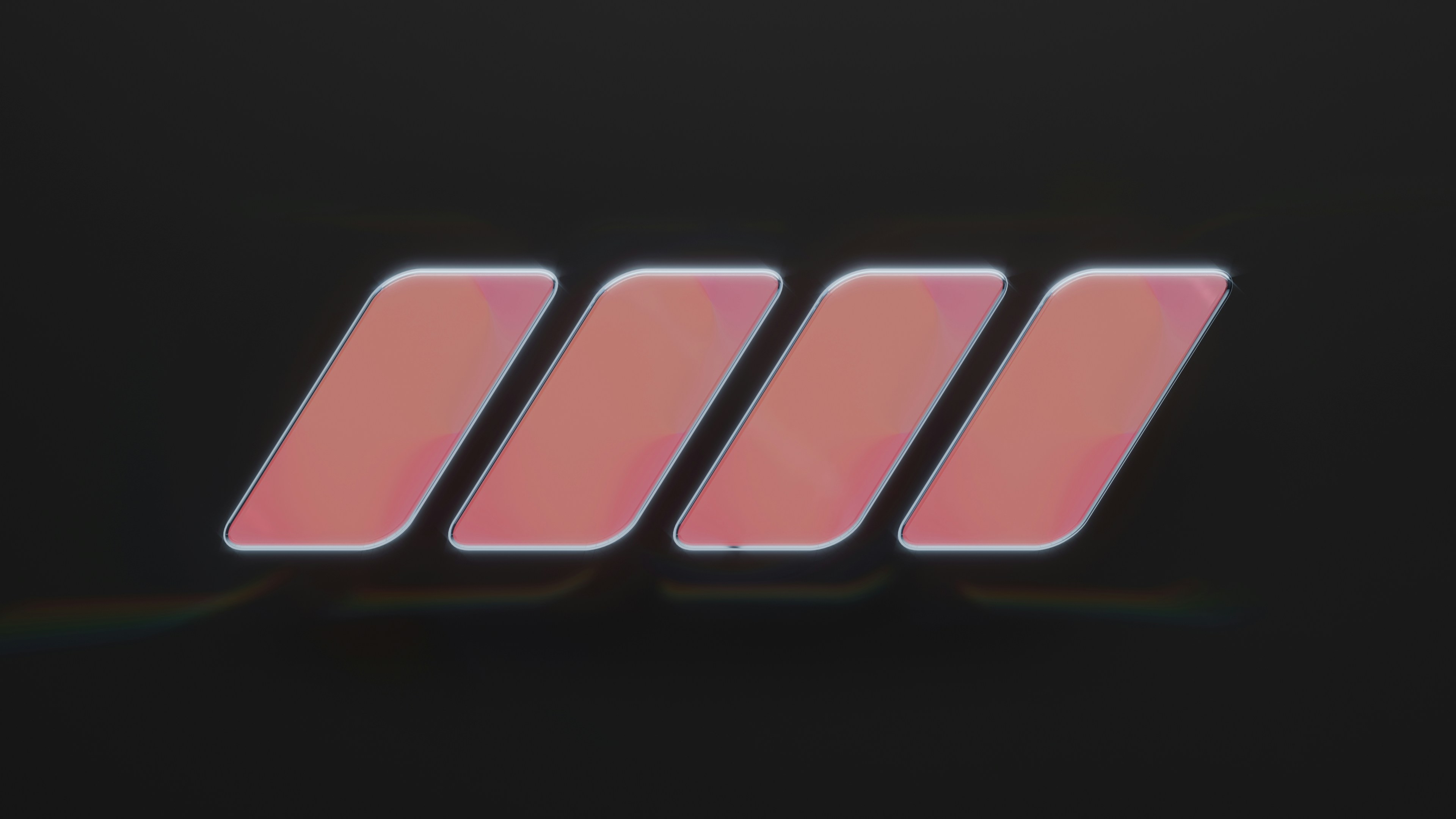 Four slanted pink rectangles on black background