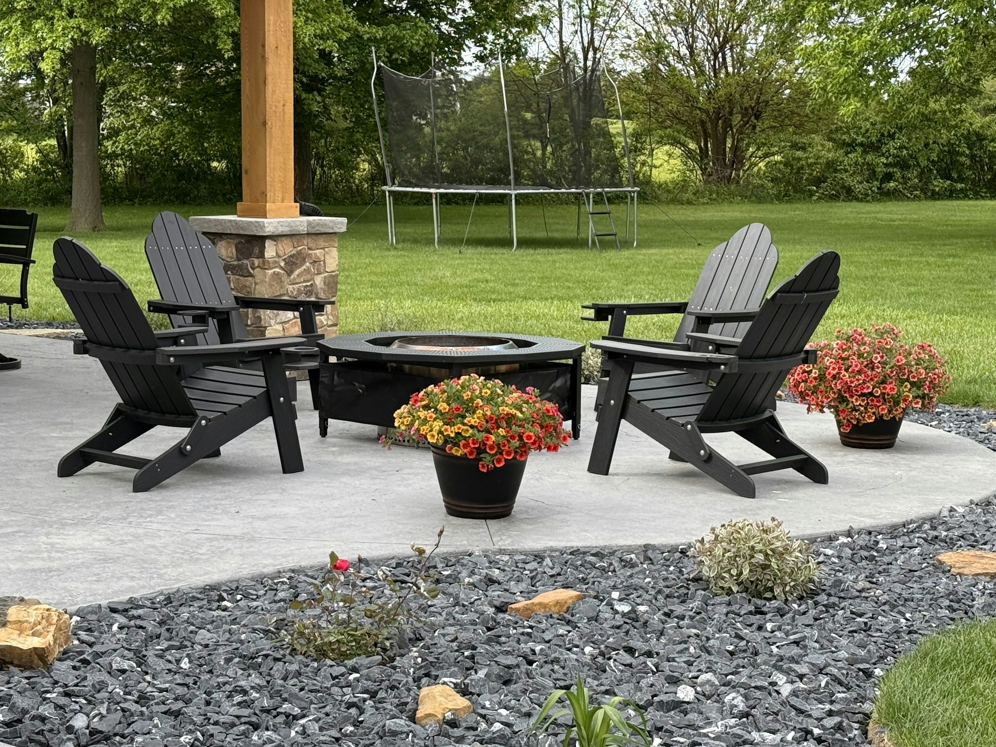 Backyard patio with fire pit