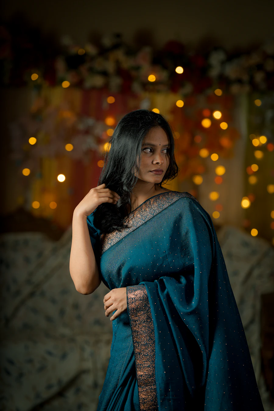 Lagoon Sequin Evening Saree