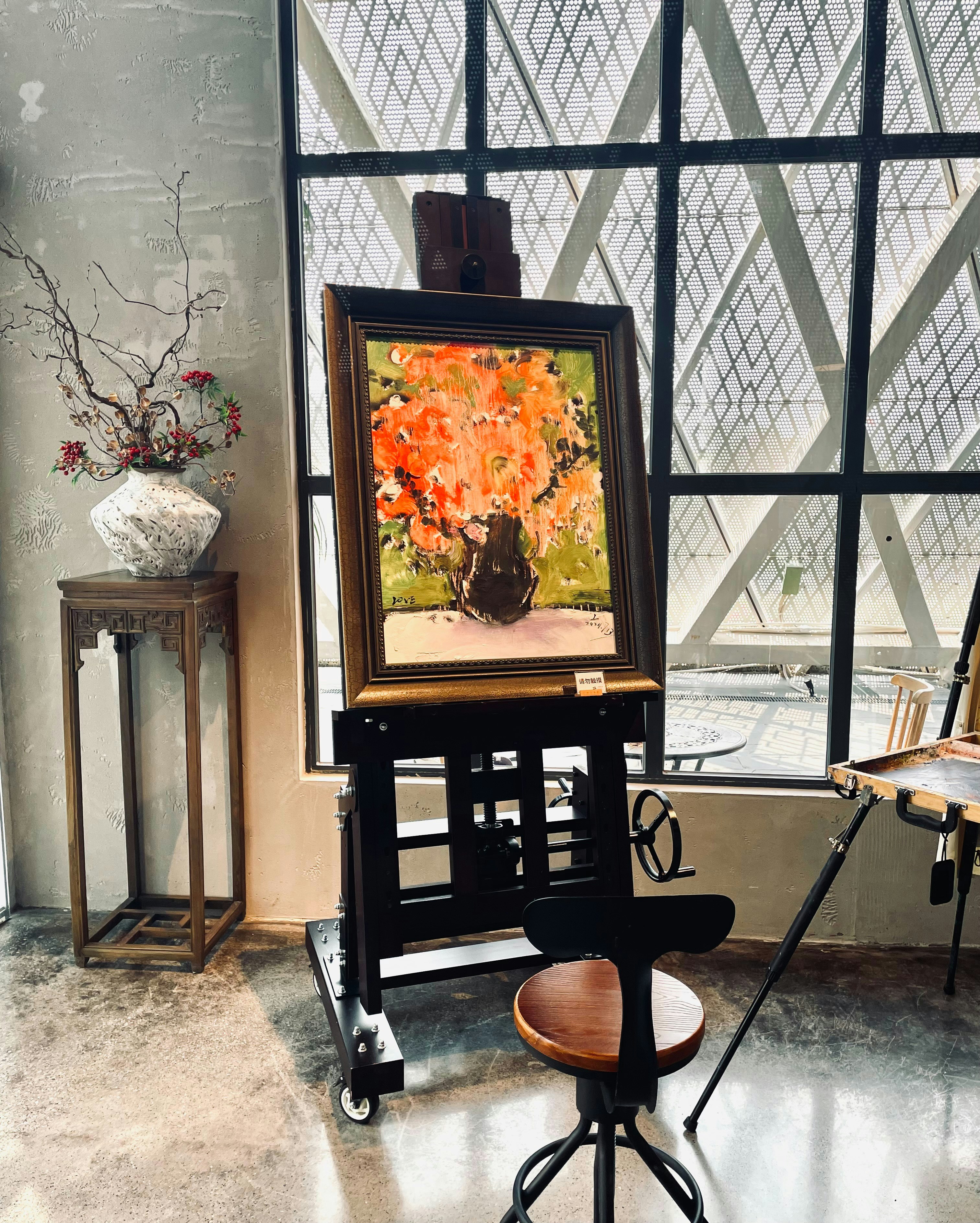 Painting on easel