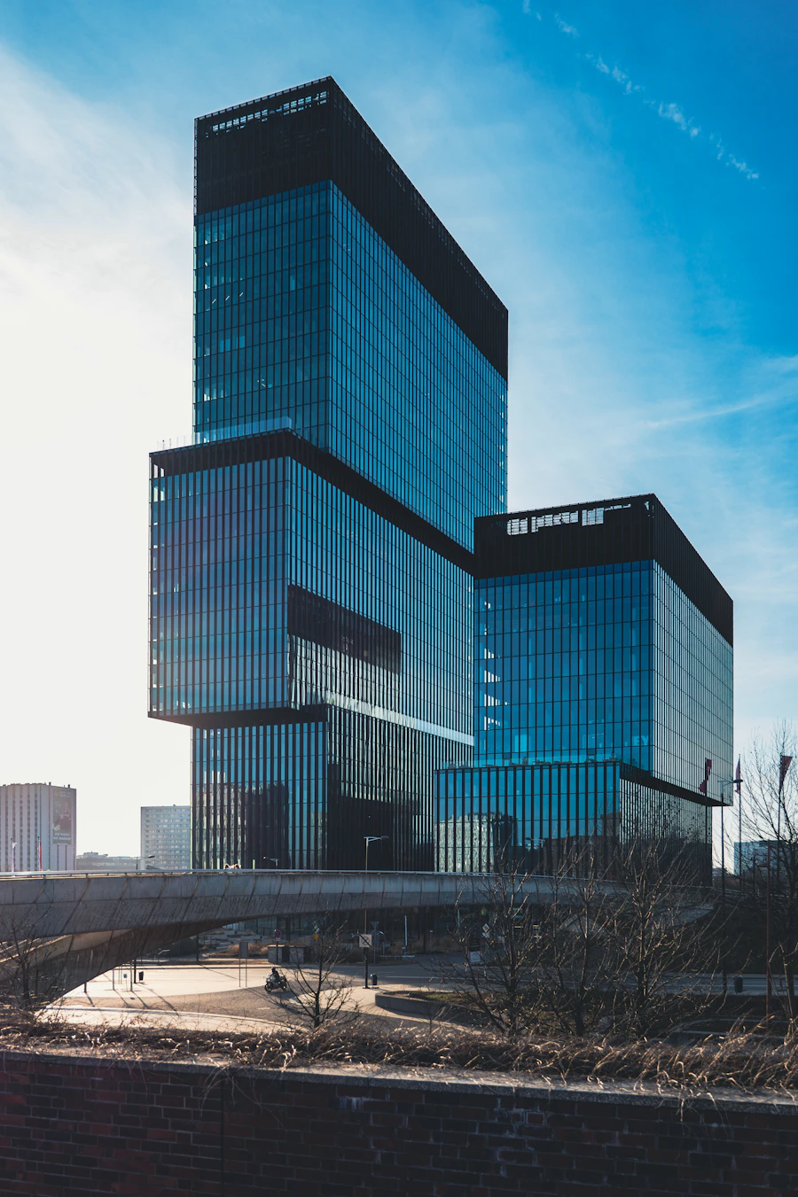 Modern KTW towers in Katowice at golden hour