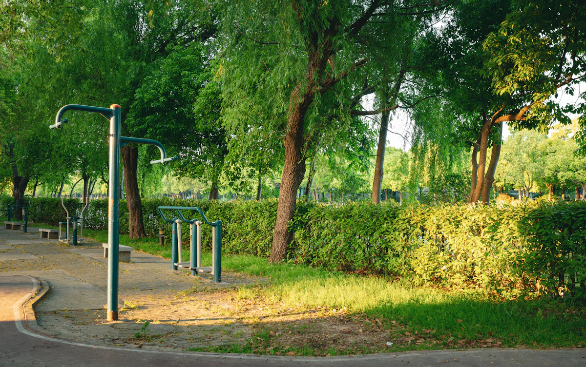 Aparatos de ejercicio al aire libre en un parque
