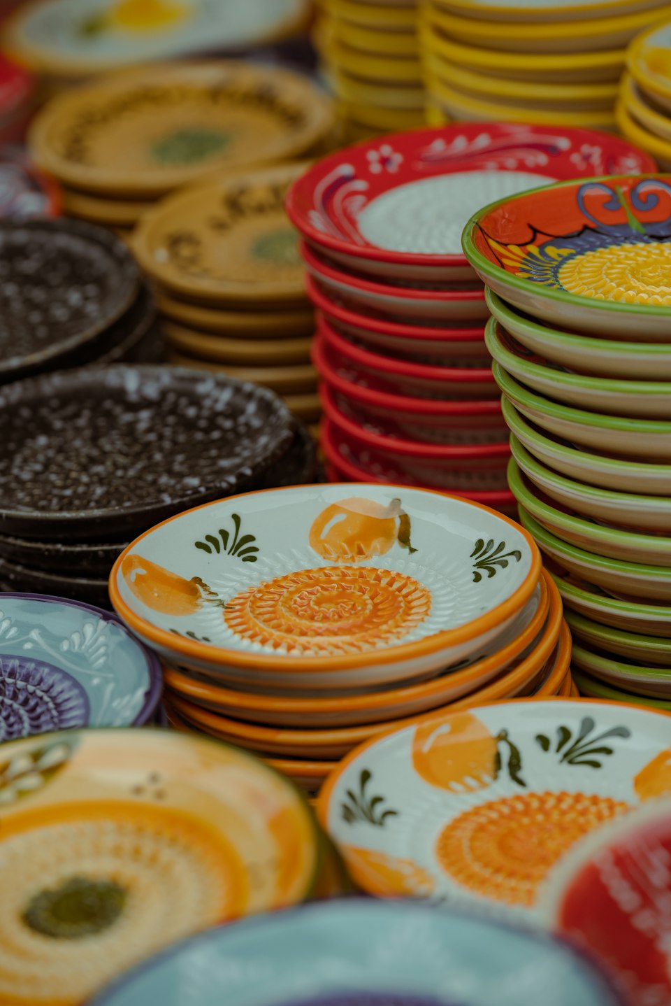 Colorful hand-painted Vietri ceramics displayed for sale
